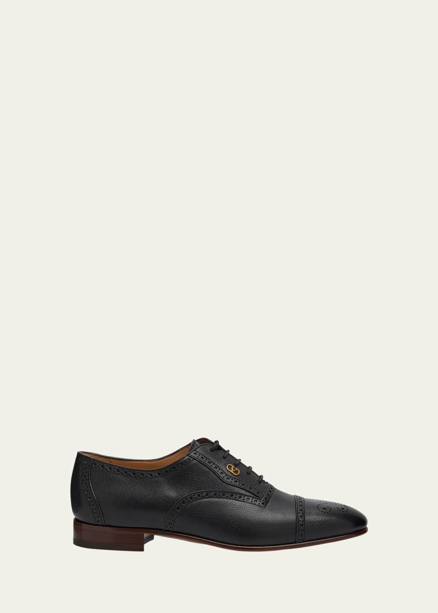 Valentino Garavani Men's Brogue Cap-Toe Leather Oxfords Image 1 of 6