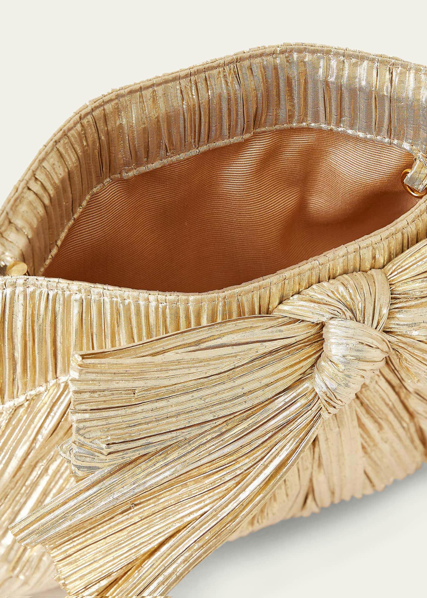 Loeffler Randall Rayne Bow Metallic Pleated Clutch Bag Image 3 of 3