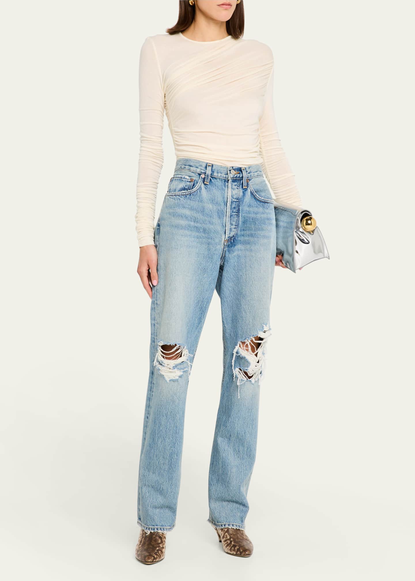 AGOLDE Kelly Distressed Straight Jeans Image 2 of 4