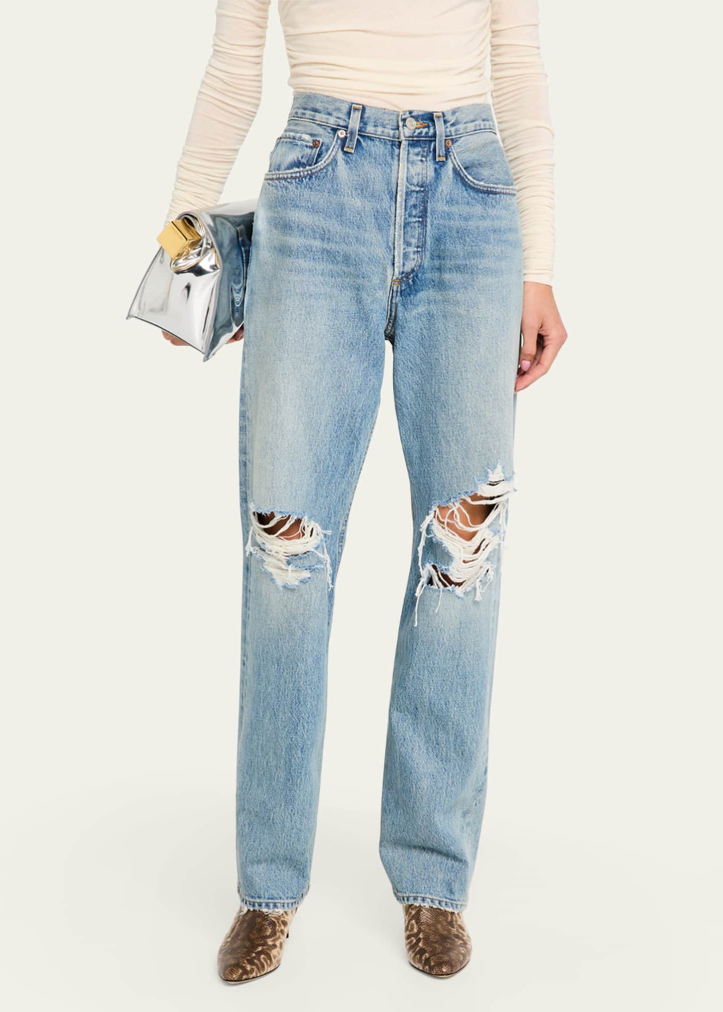 AGOLDE Kelly Distressed Straight Jeans Image 4 of 4