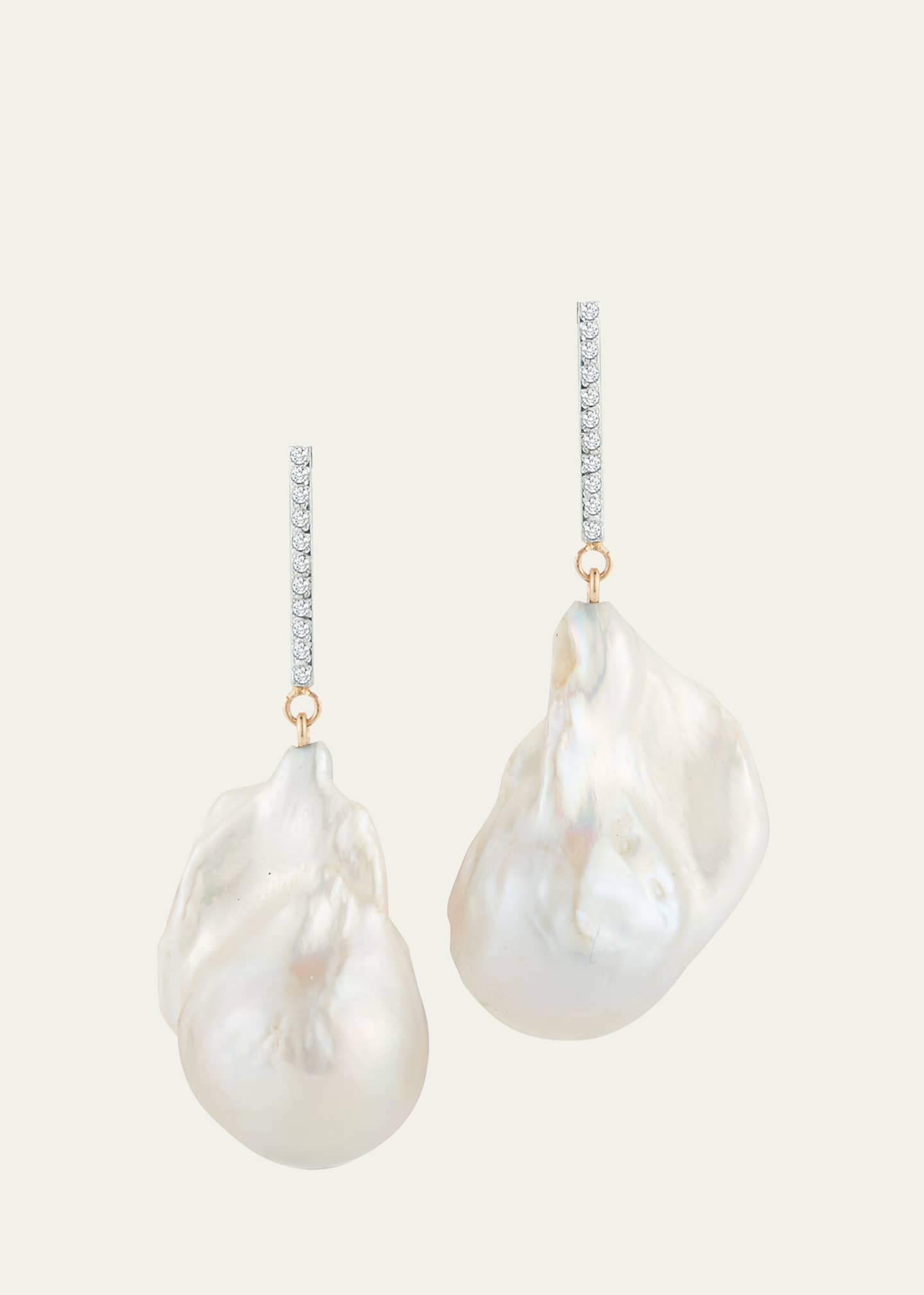 Mateo 14K Diamond Bar Baroque Pearl Earrings Image 1 of 2