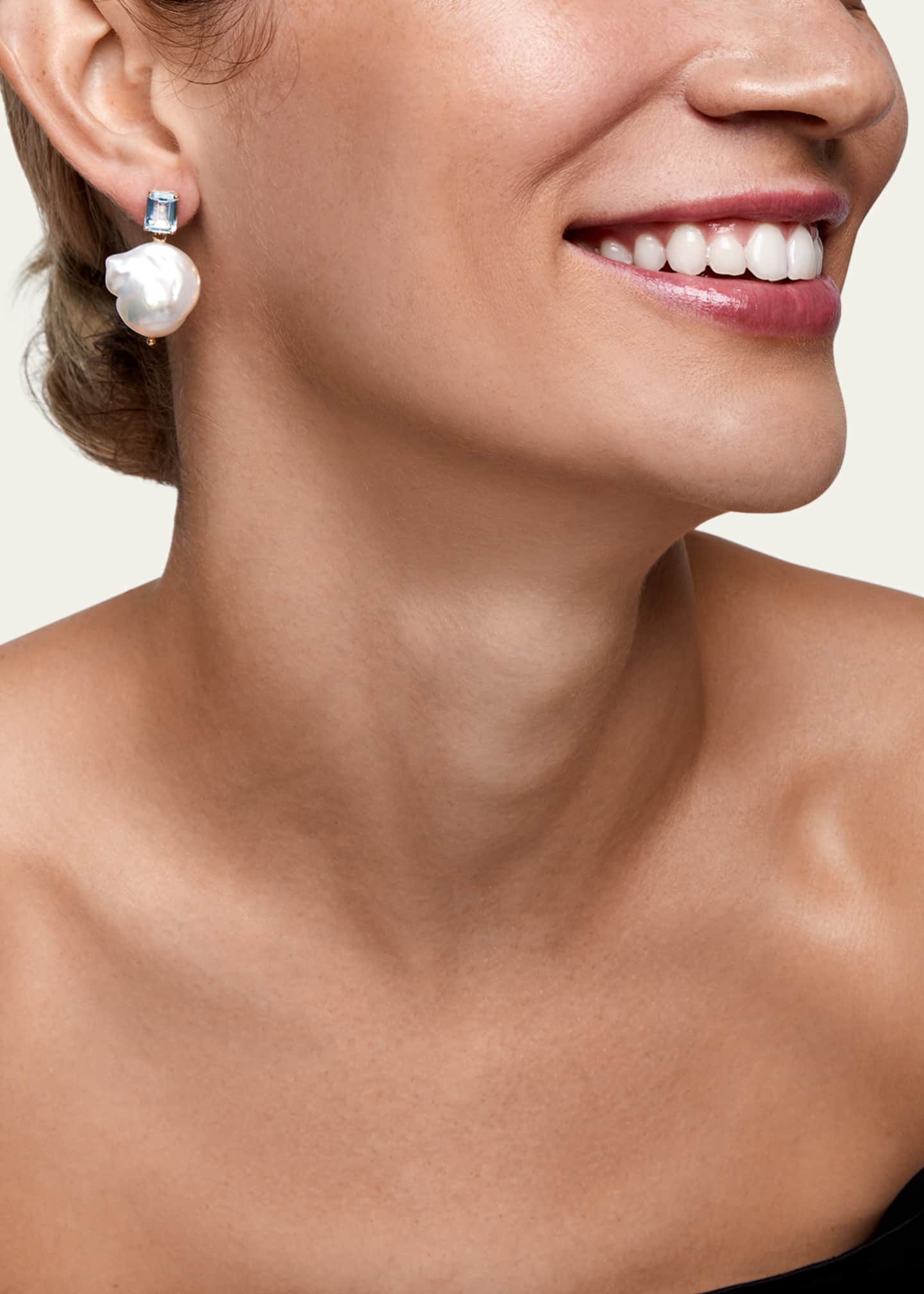 Mateo 14K Gemstone and Baroque Pearl Drop Earrings Image 2 of 3