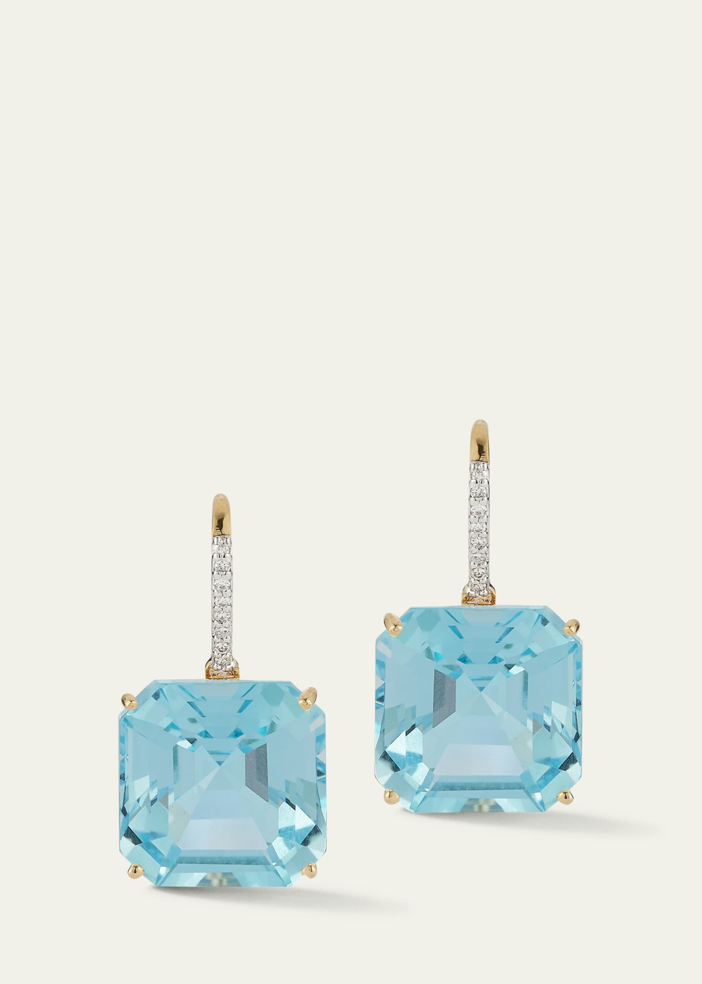 Mateo 14K Asscher Cut Blue Topaz Drop Earrings Image 3 of 3