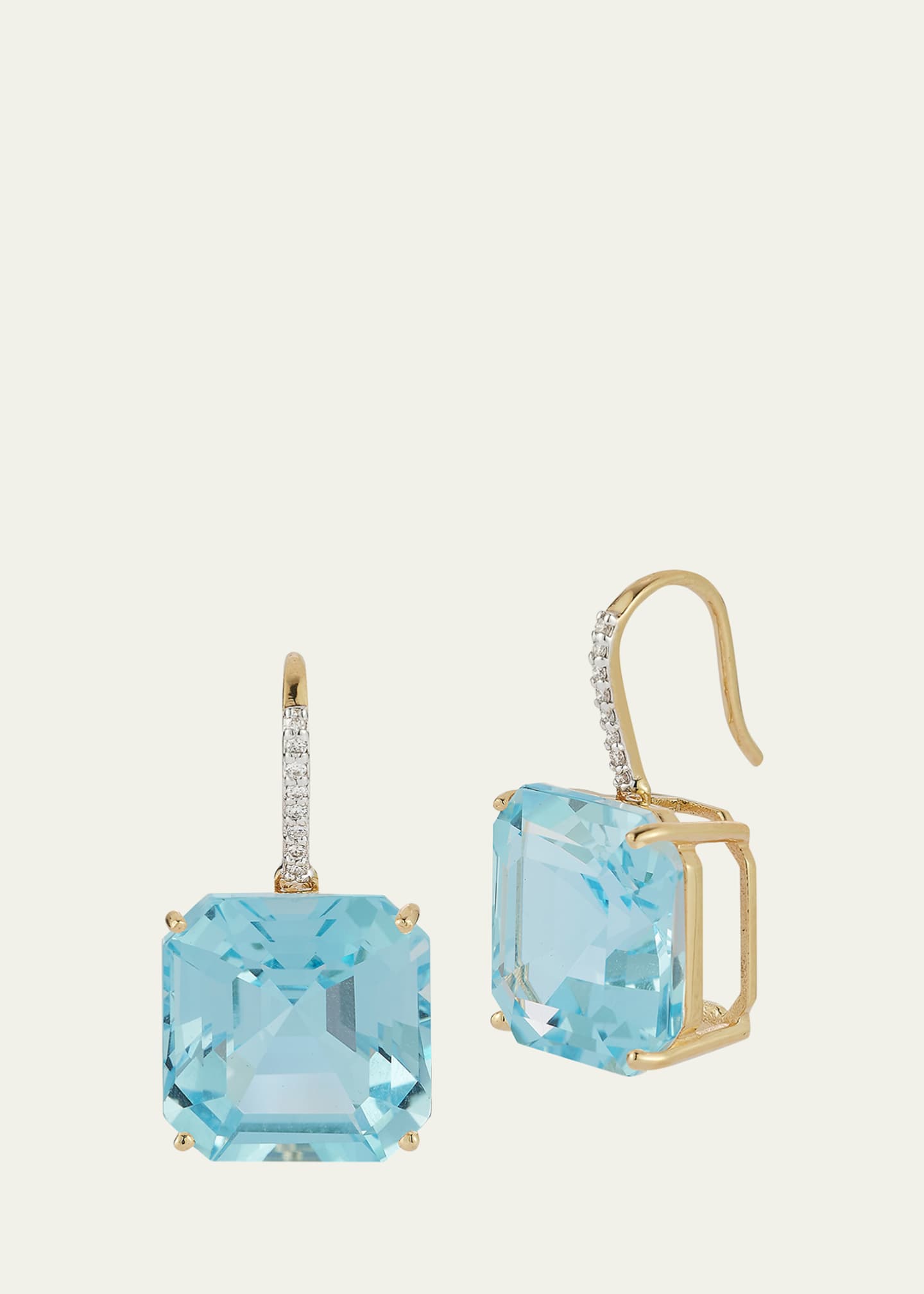 Mateo 14K Asscher Cut Blue Topaz Drop Earrings Image 1 of 3