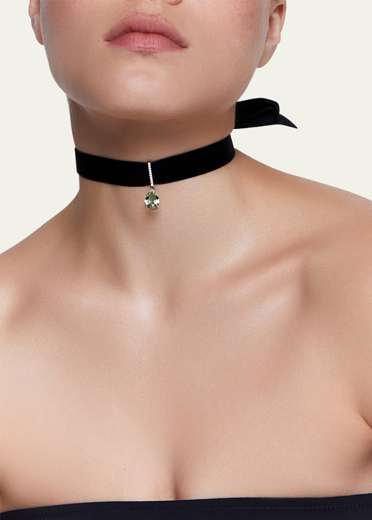Mateo 14K Yellow Gold Green Amethyst Velvet Choker Image 2 of 2