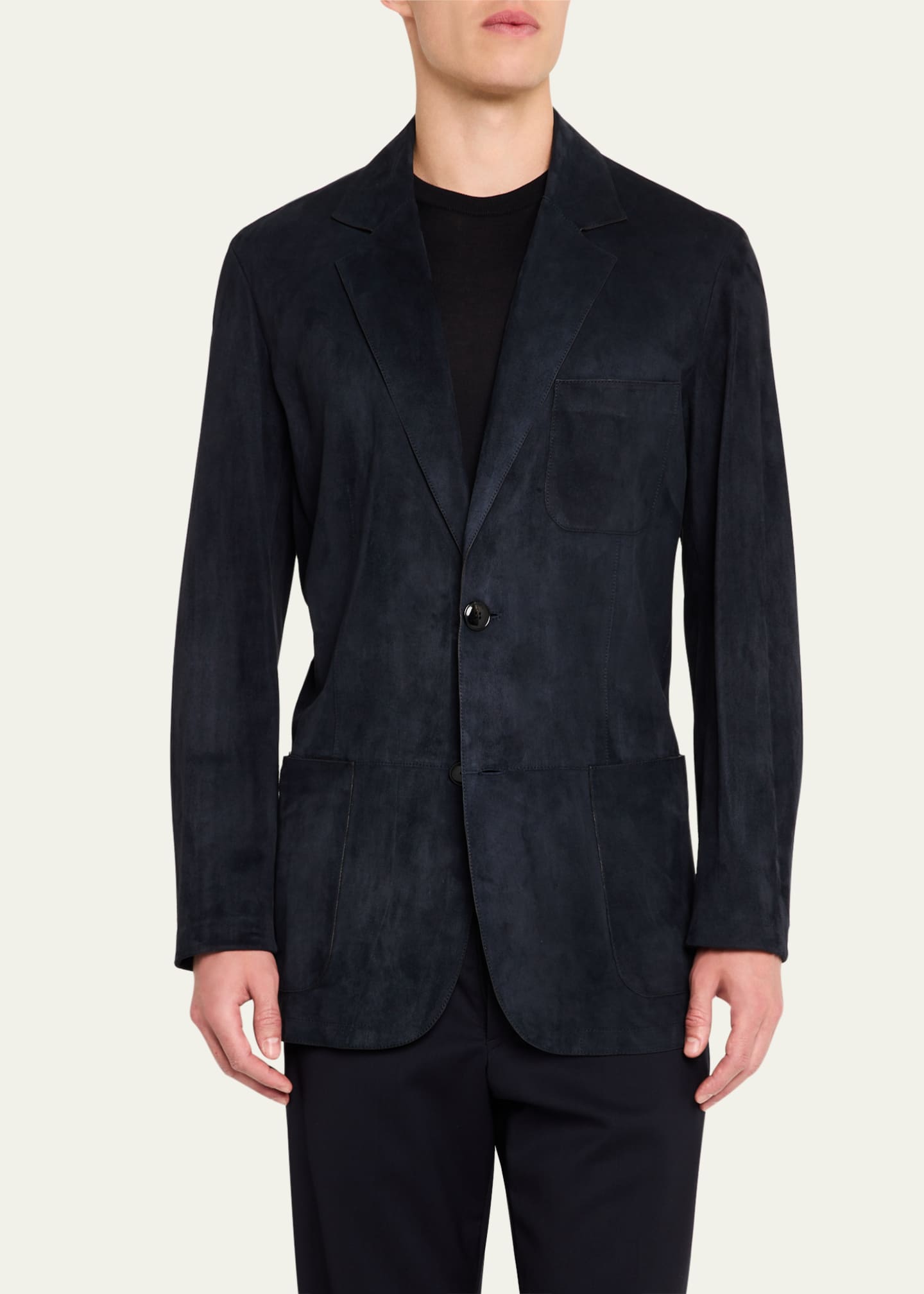 Giorgio Armani Men's Single-Breasted Suede Jacket Image 4 of 8