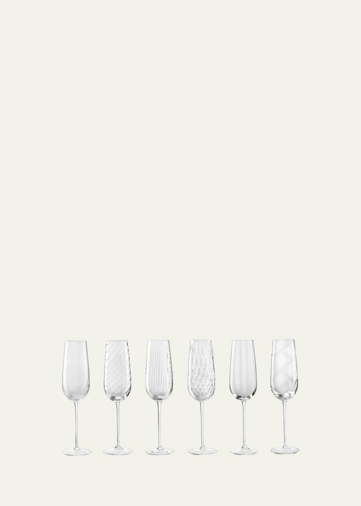 Nason Moretti Tolomeo Assorted Champagne Flutes, Set of 6