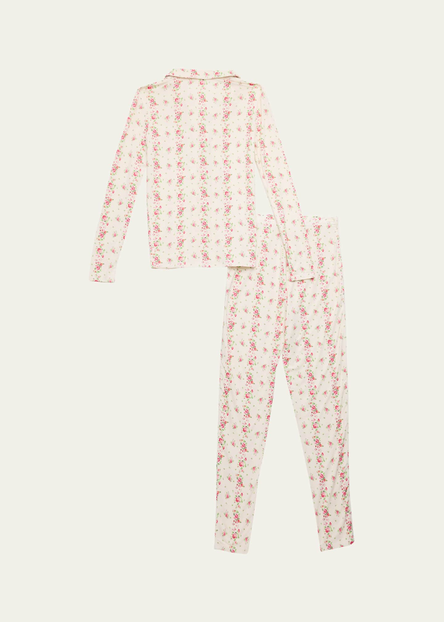 KatieJ NYC Girl's Two-Piece Floral-Print Pajamas, Size S-XL Image 2 of 3