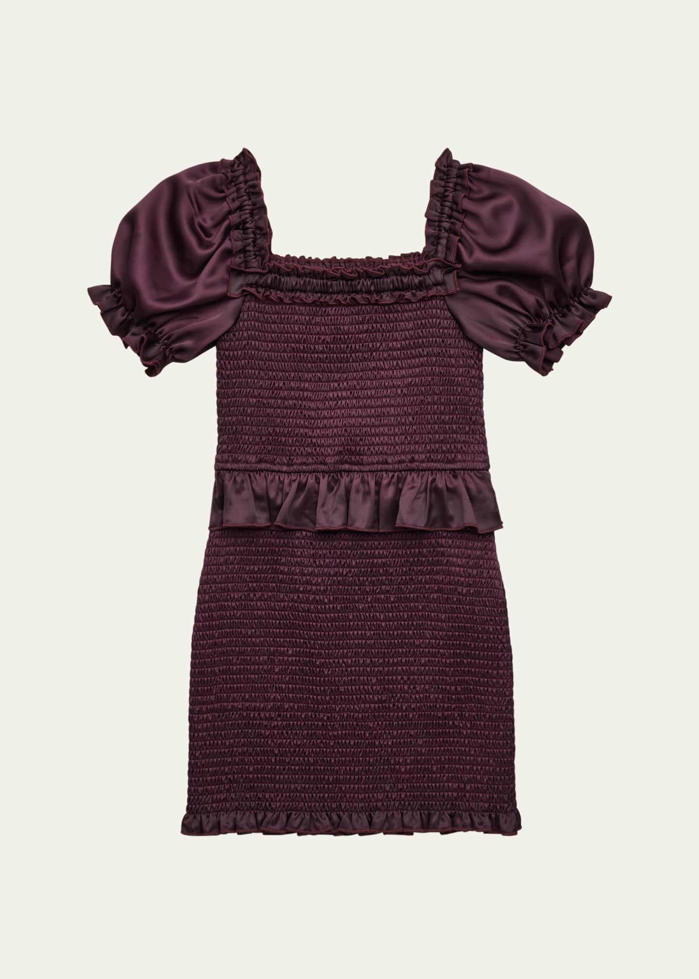 KatieJ NYC Girl's Tween Smocked Dress W/ Puffer Sleeves, Size S-XL Image 1 of 3