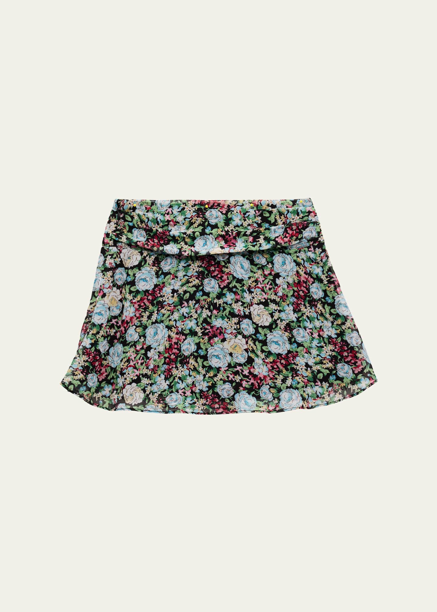 KatieJ NYC Girl's Tween Ruched Floral-Print Mini Skirt, Size S-Xl Image 2 of 3