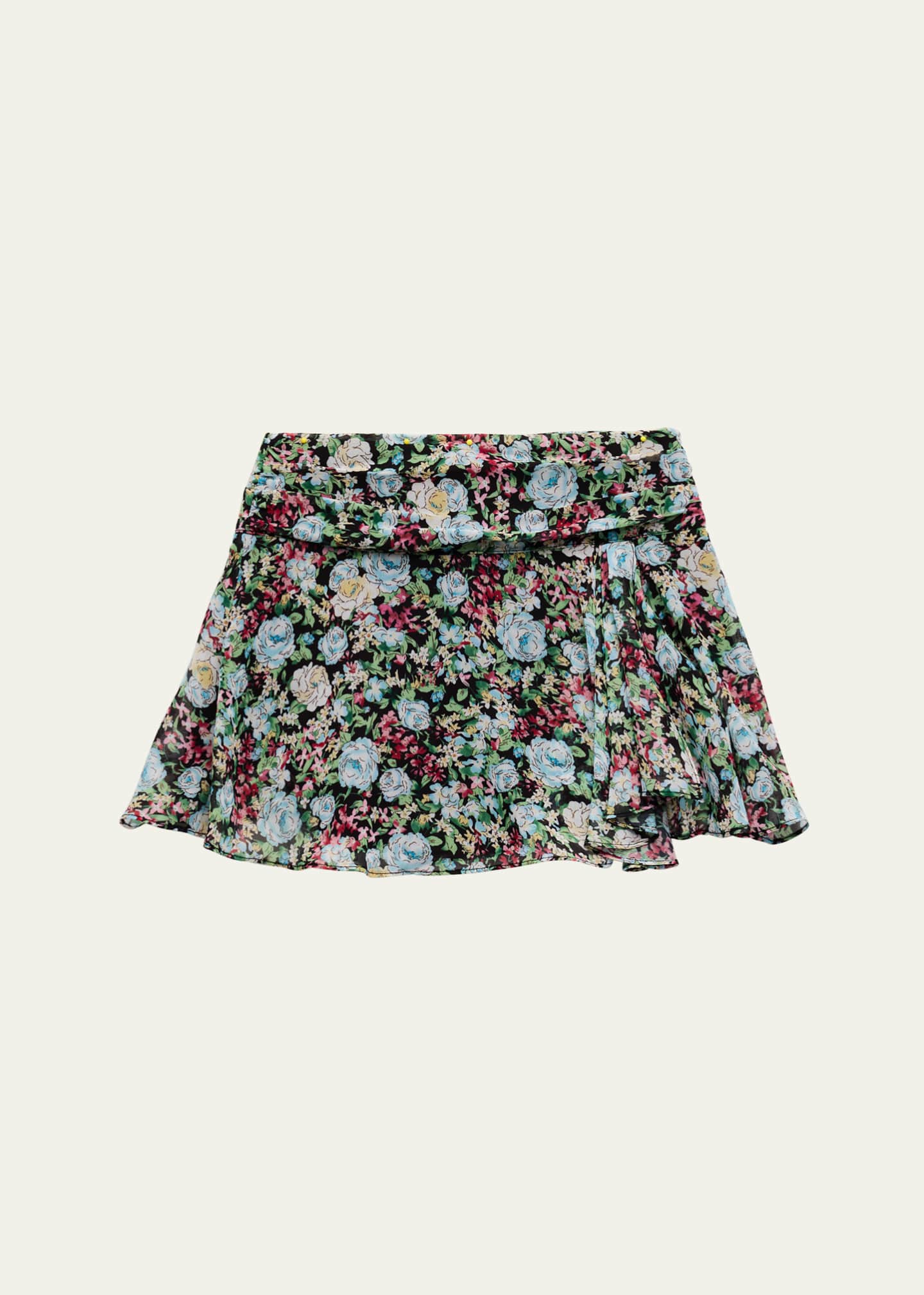 KatieJ NYC Girl's Tween Ruched Floral-Print Mini Skirt, Size S-Xl Image 1 of 3