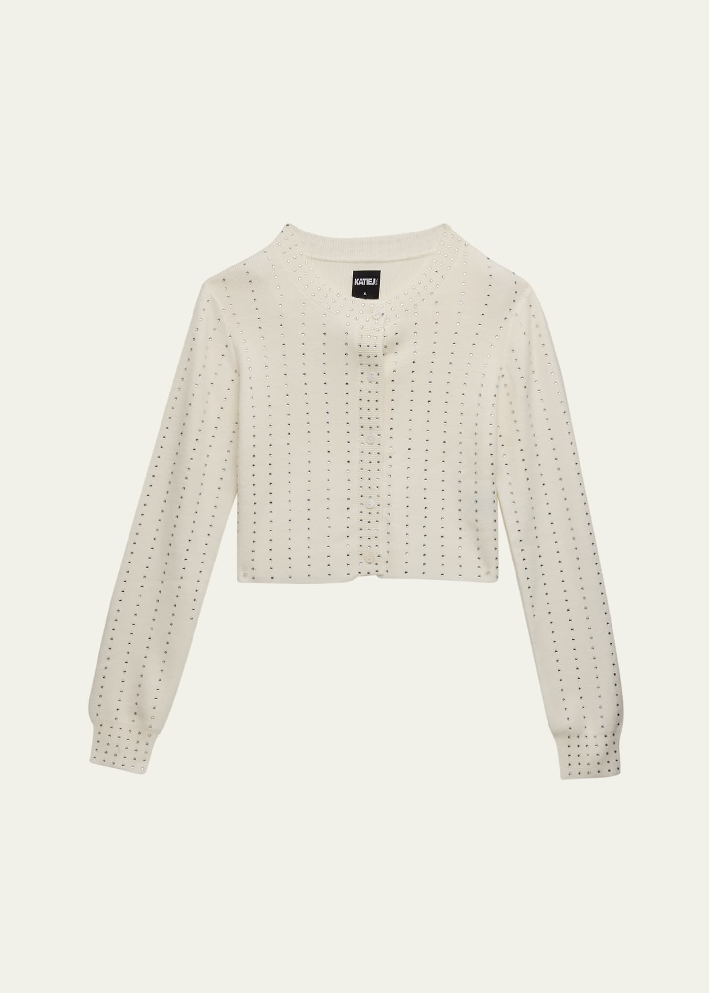 KatieJ NYC Girl's Rhinestone Wool-Silk Cardigan, Size S-XL Image 1 of 3