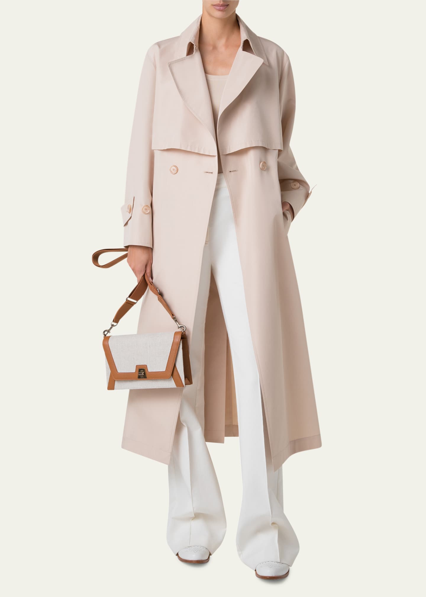 Akris Anouk City Canvas & Leather Crossbody Bag Image 4 of 4