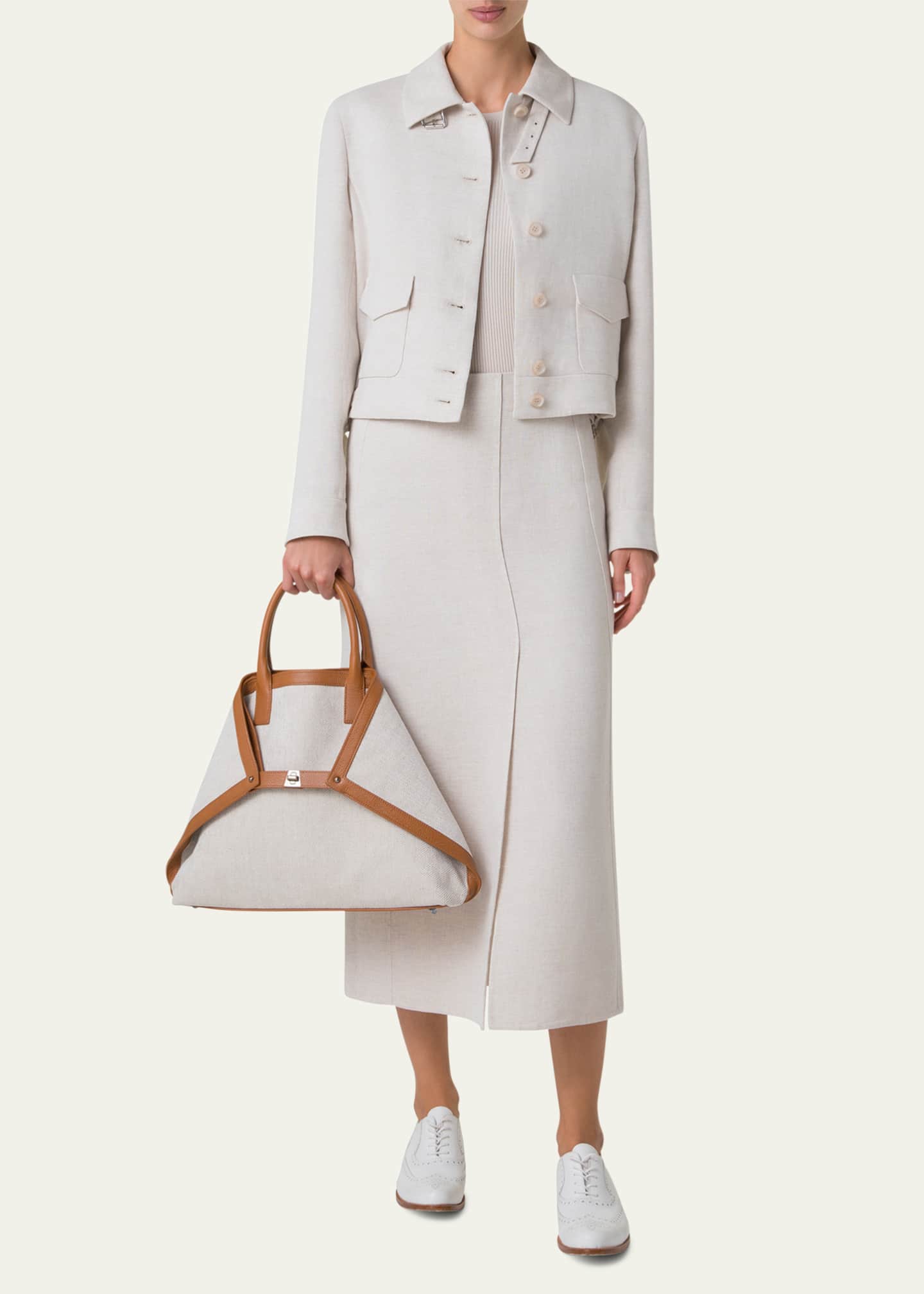 Akris Ai Canvas & Leather Tote Bag Image 3 of 4