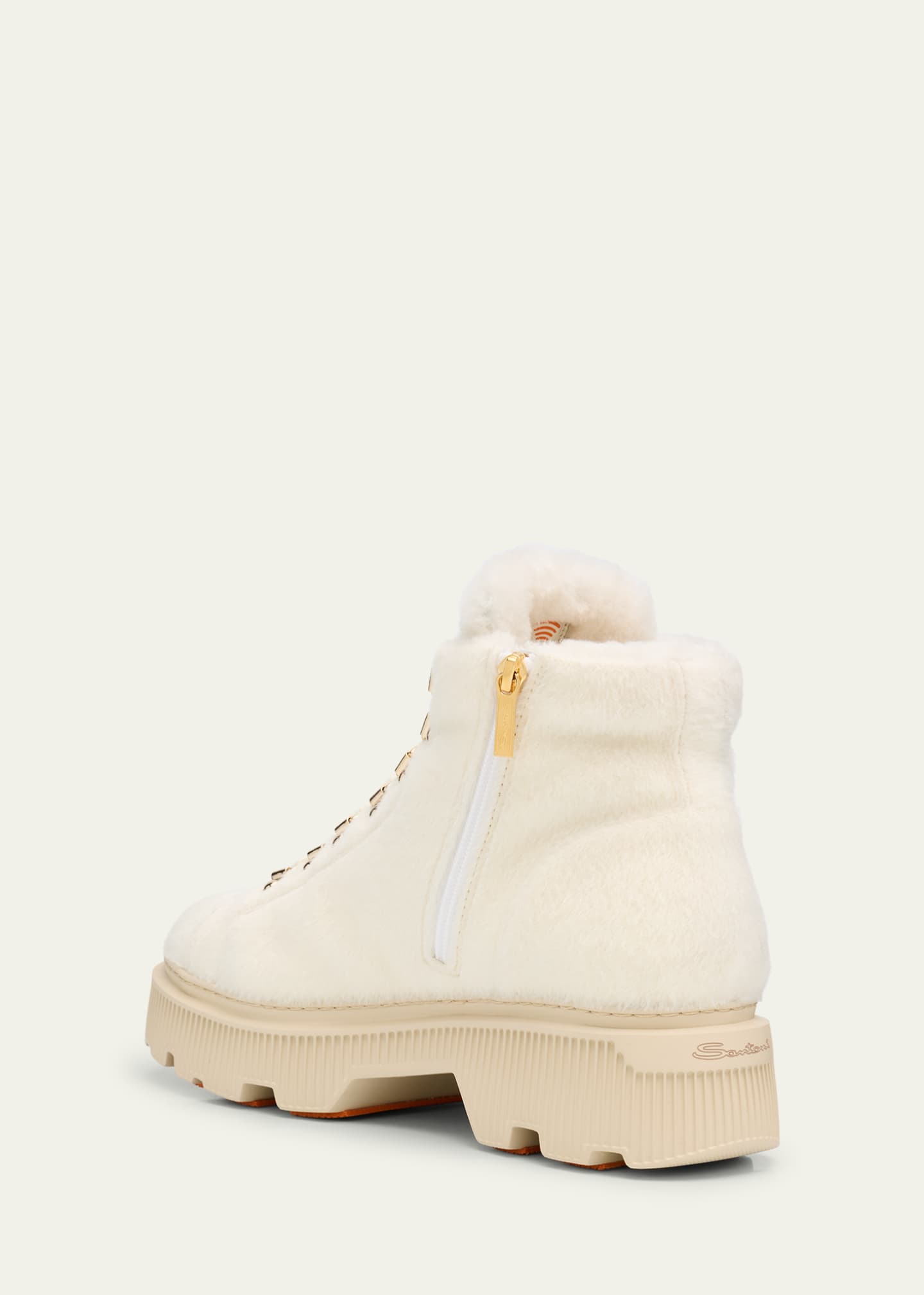 Santoni Dotty Shearling Combat Booties Image 4 of 6