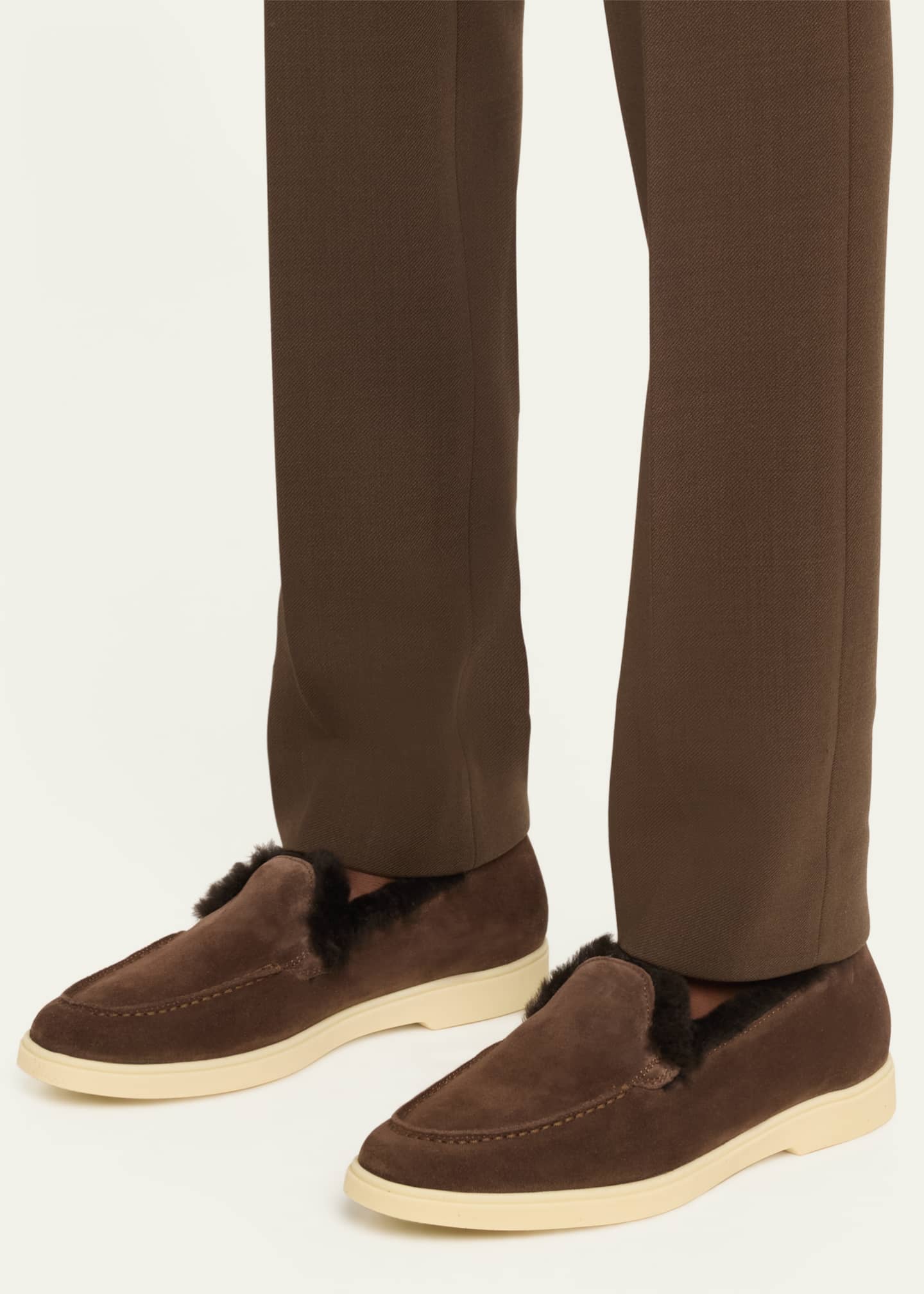 Santoni Yalta Suede Shearling Sporty Loafers Bergdorf Goodman