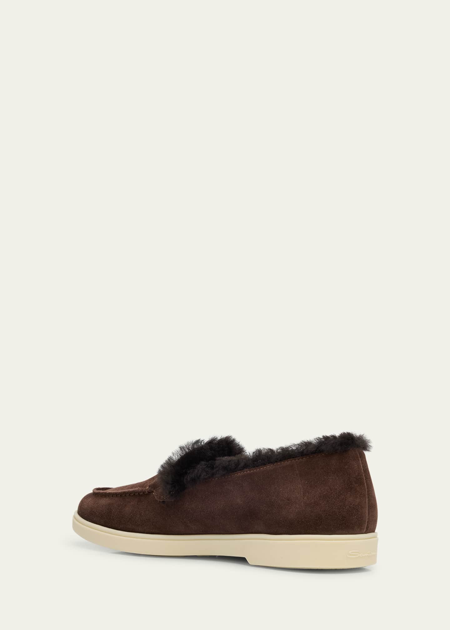 Santoni Yalta Suede Shearling Sporty Loafers Image 4 of 6