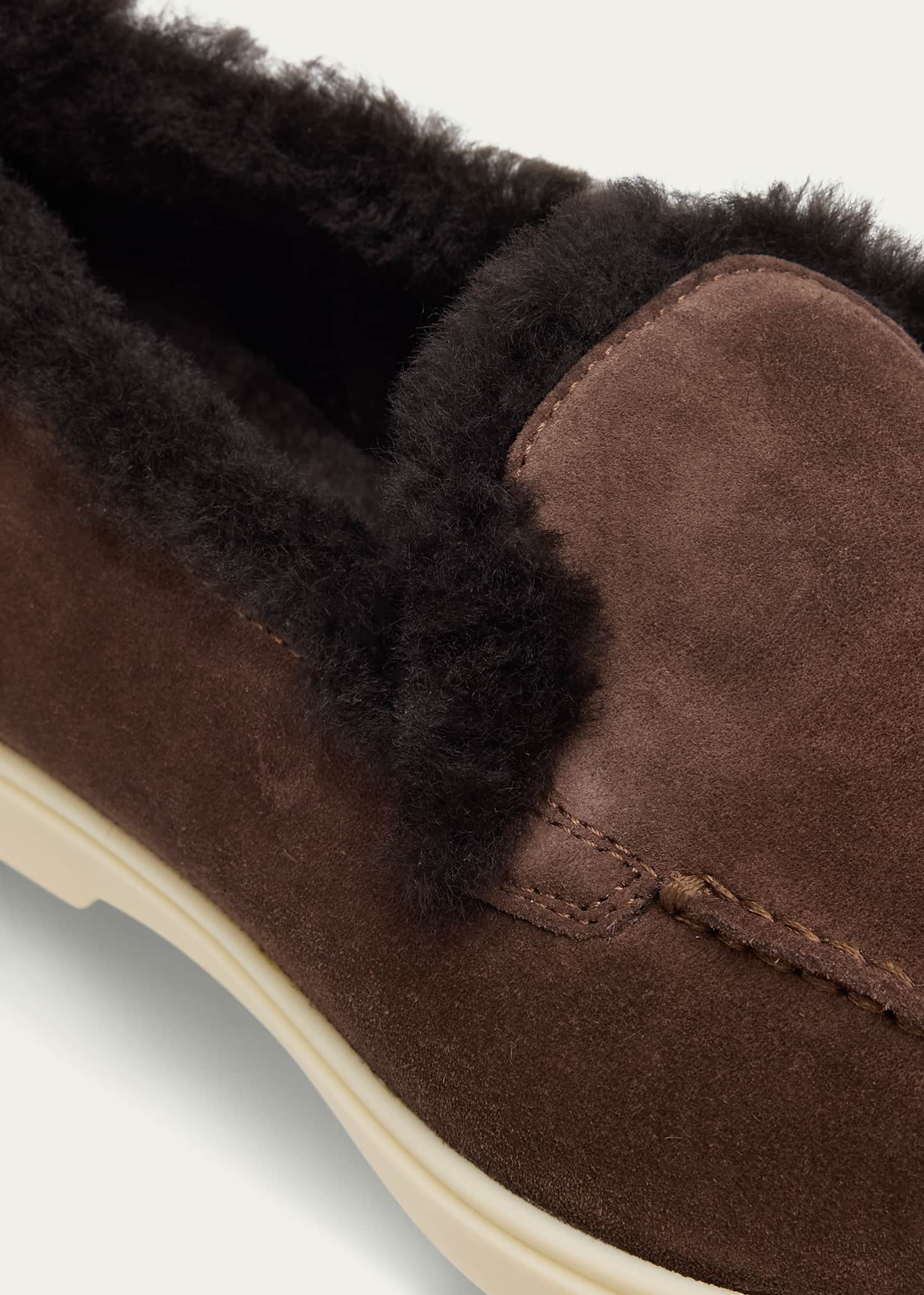 Santoni Yalta Suede Shearling Sporty Loafers Image 5 of 6