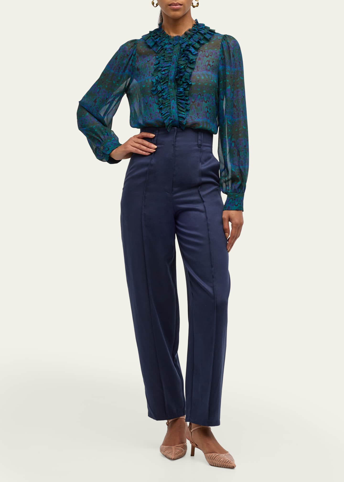 Ulla Johnson Clio Sheer Ruffle Blouse Image 2 of 5