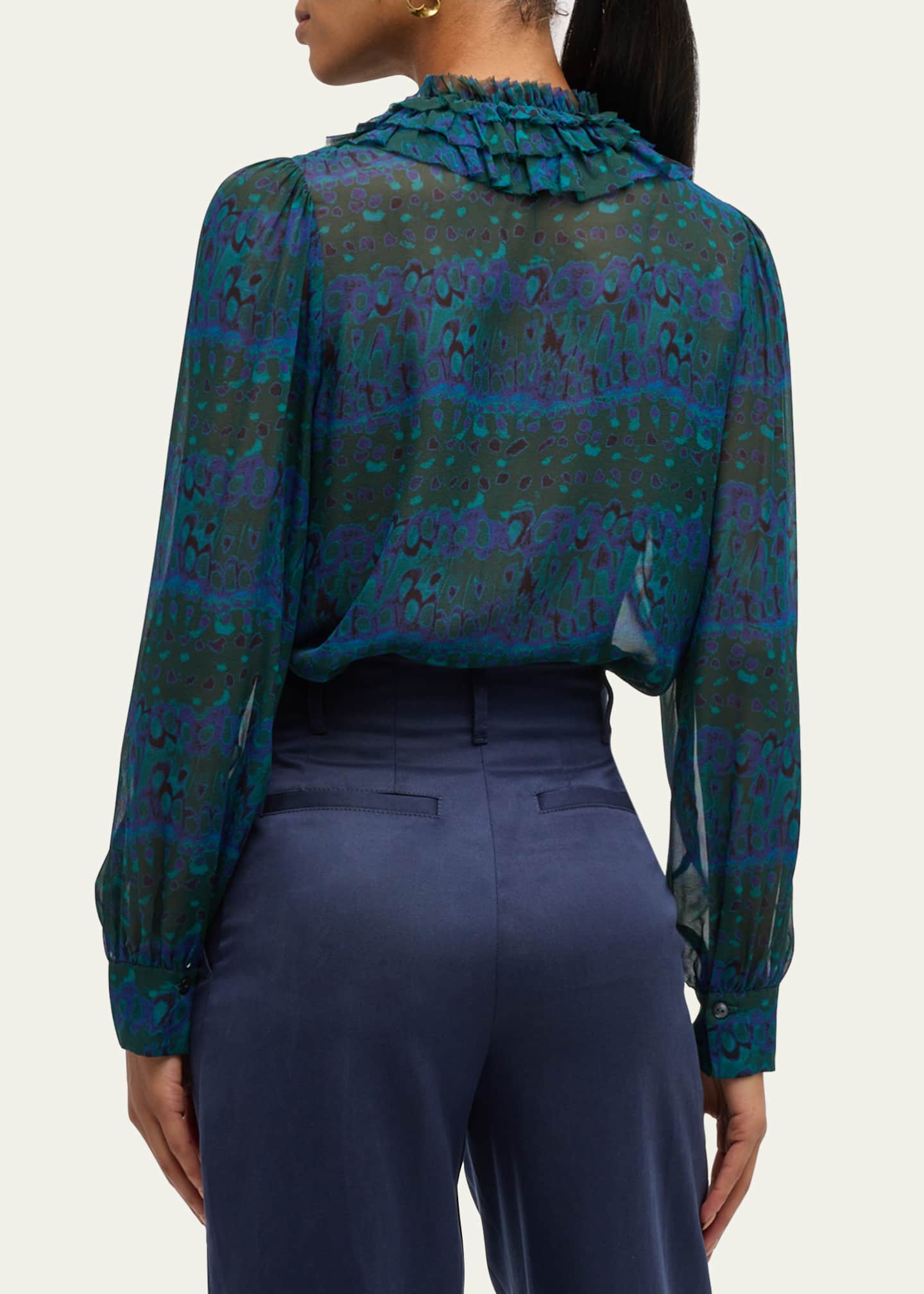 Ulla Johnson Clio Sheer Ruffle Blouse Image 3 of 5