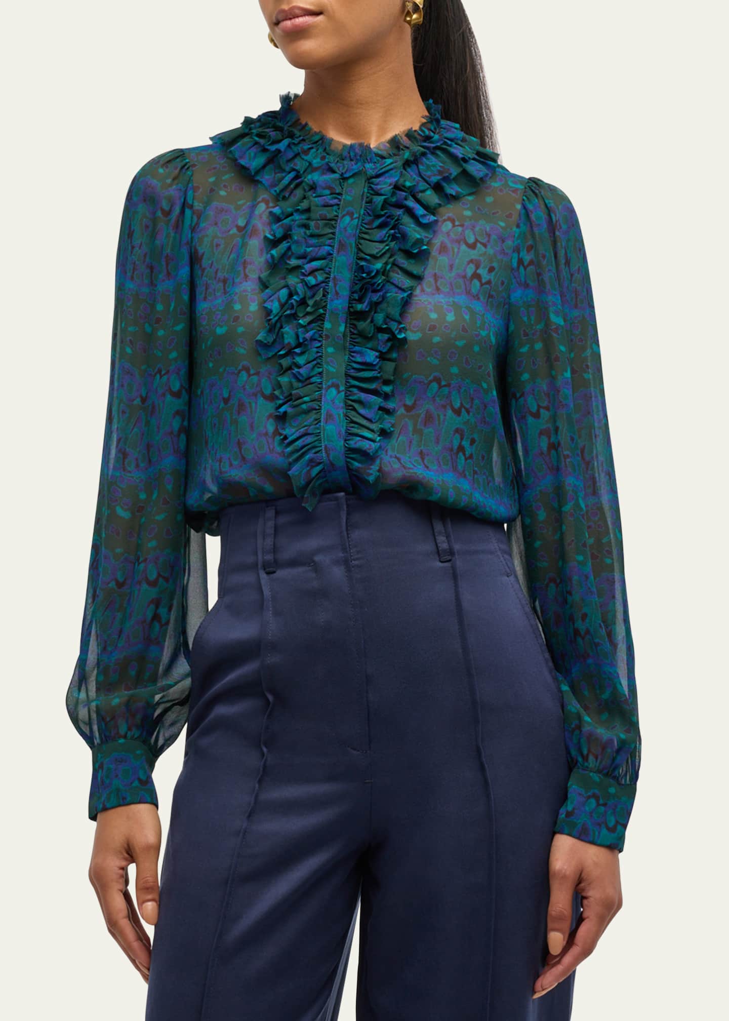 Ulla Johnson Clio Sheer Ruffle Blouse Image 4 of 5