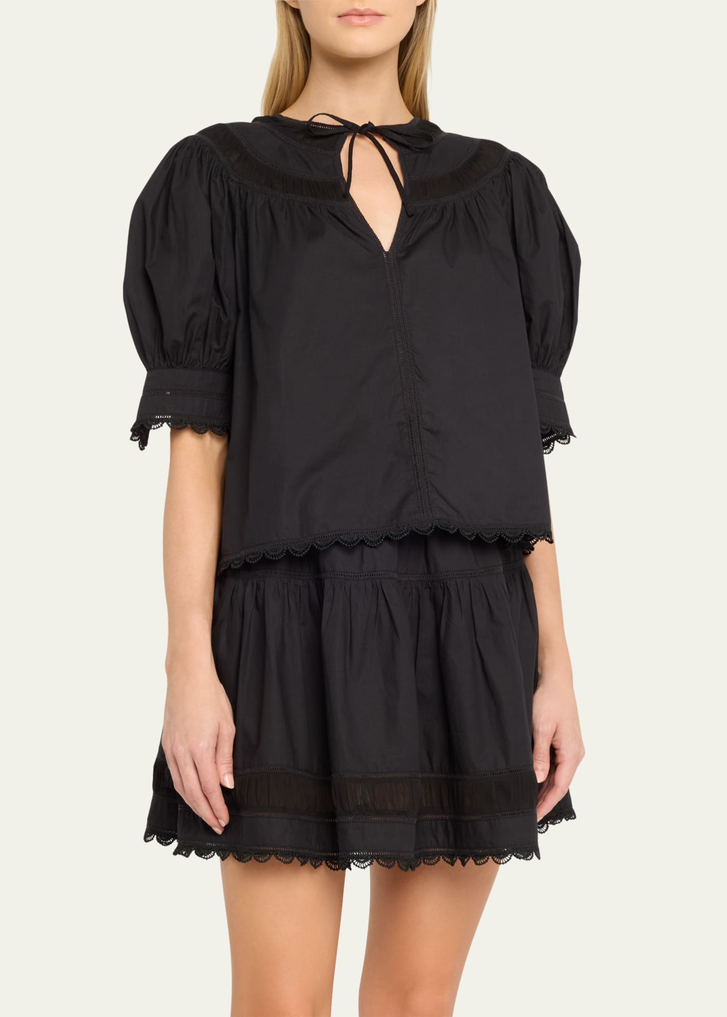 Dylan Lace-Inset Cotton Top
