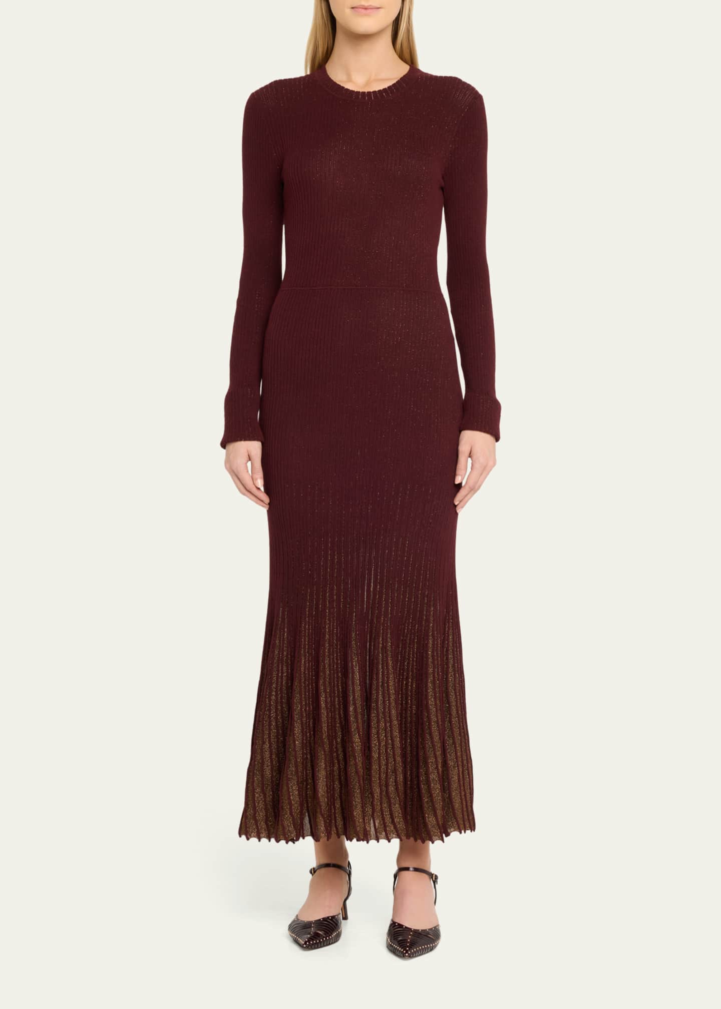 Ulla Johnson Mila Shimmer Ribbed Maxi Sweater Dress Image 2 of 5