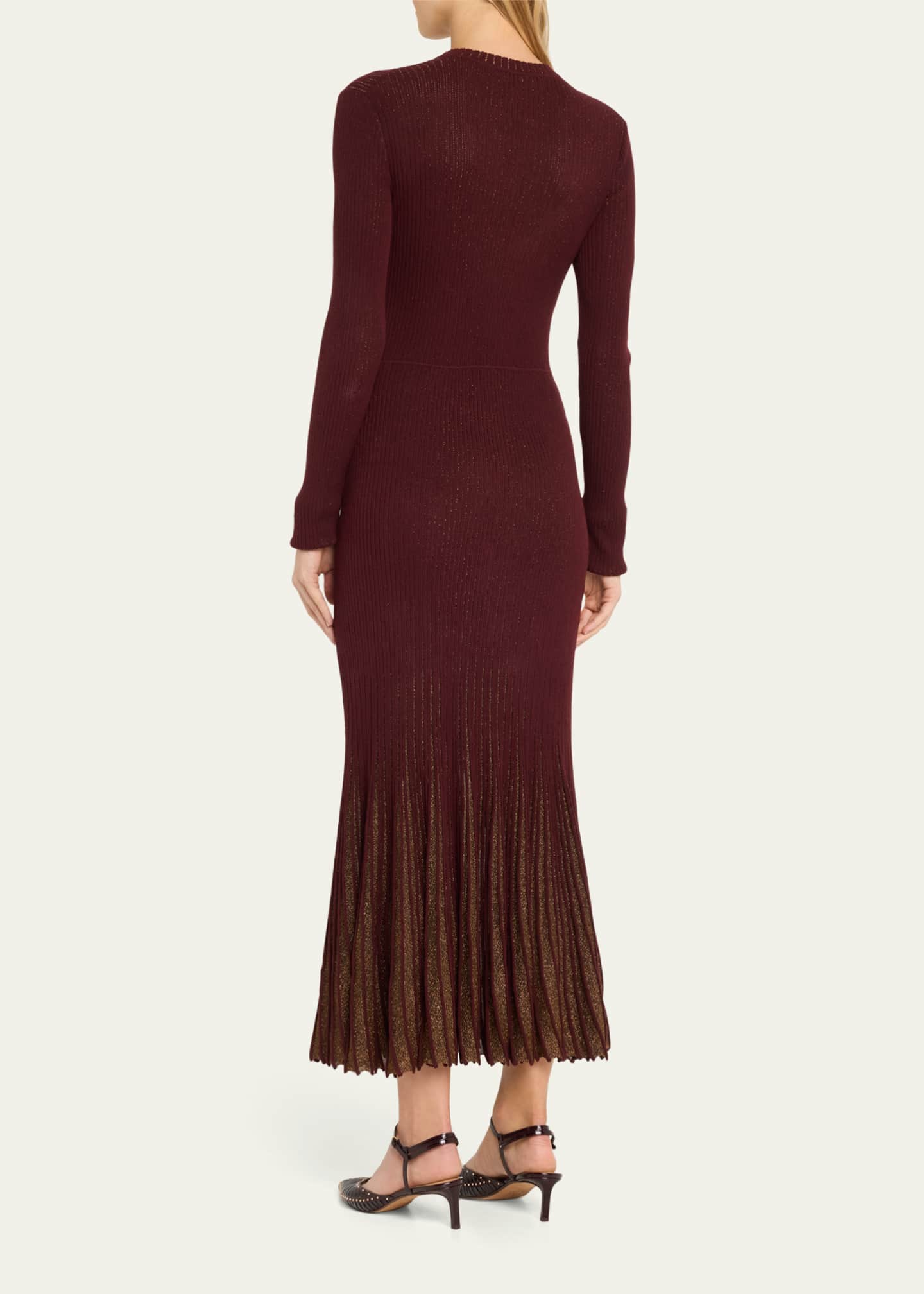 Ulla Johnson Mila Shimmer Ribbed Maxi Sweater Dress Image 3 of 5
