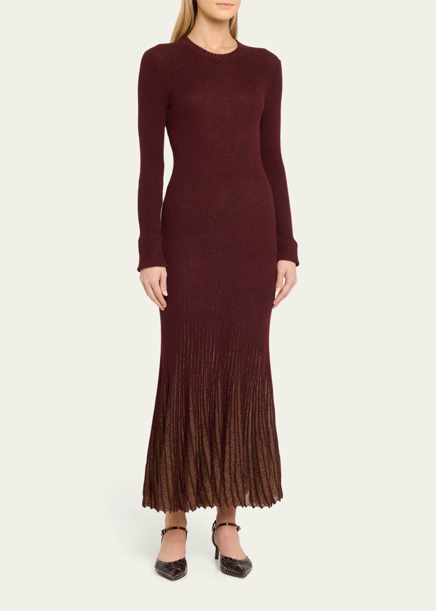 Ulla Johnson Mila Shimmer Ribbed Maxi Sweater Dress Image 4 of 5