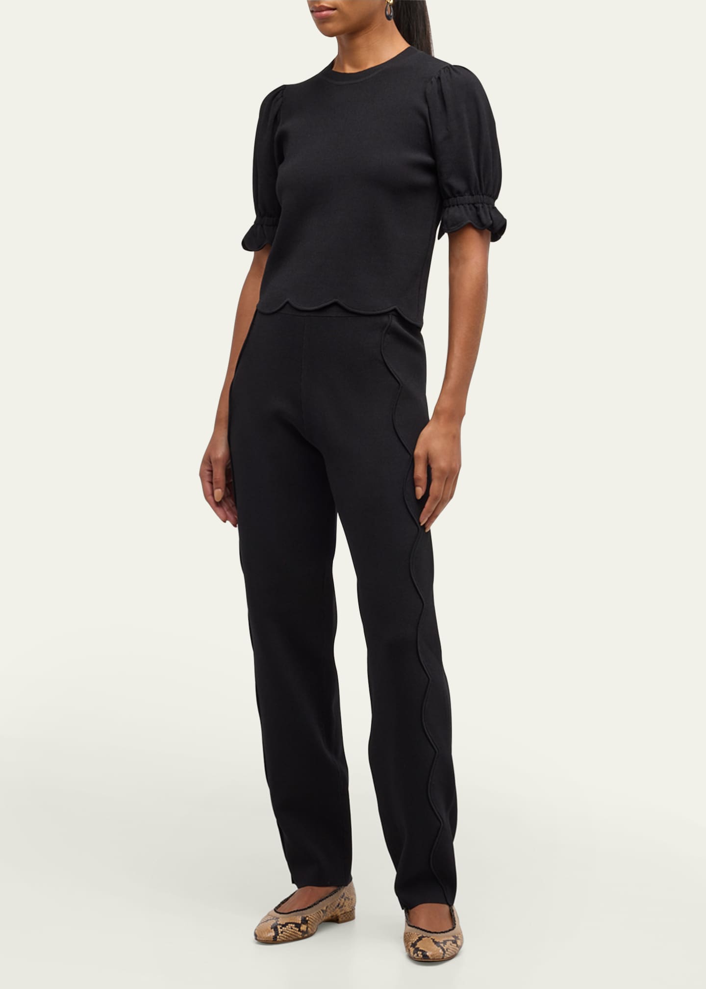 Ulla Johnson Noemi Puff-Sleeve Scalloped Top Image 2 of 5