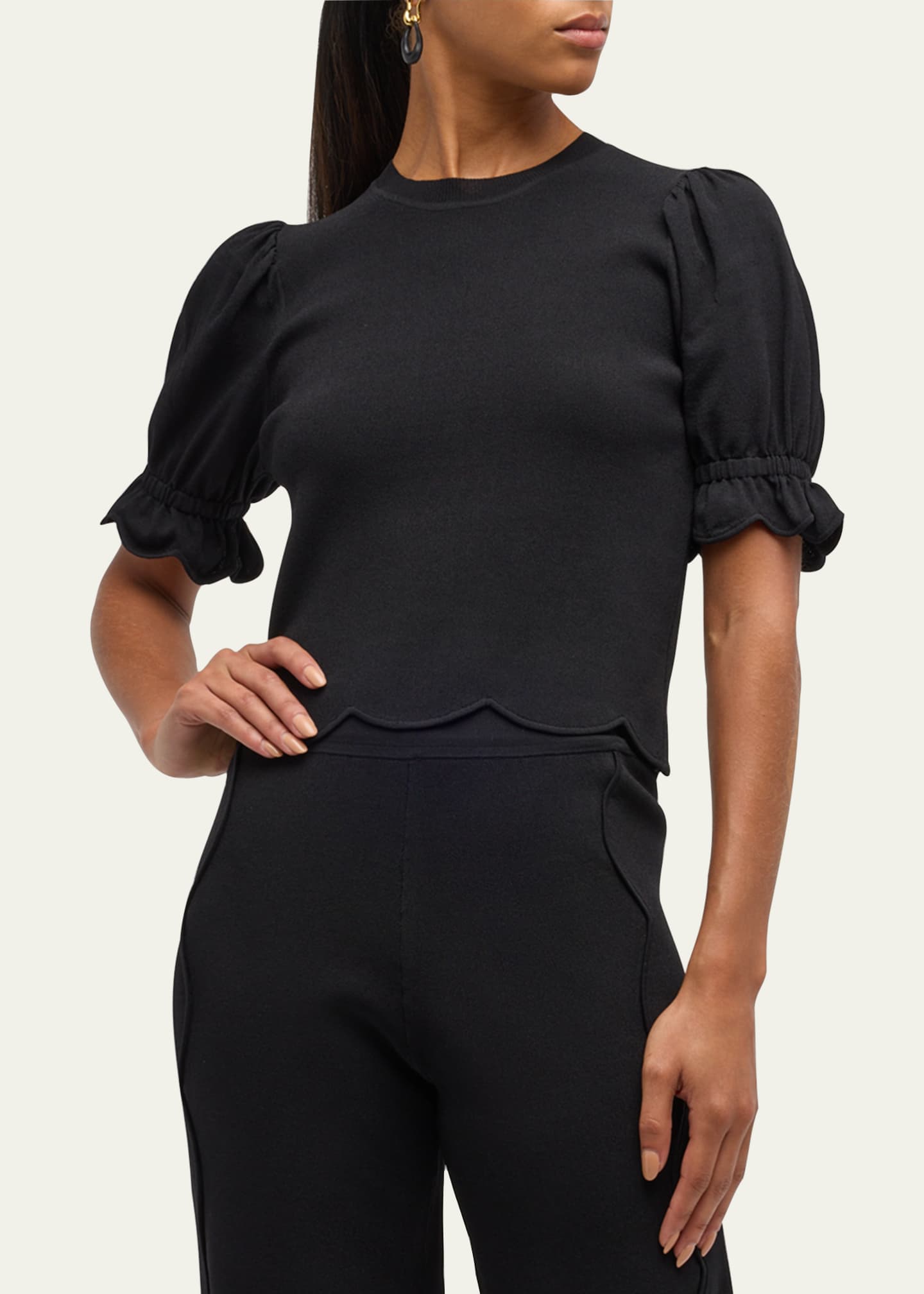 Ulla Johnson Noemi Puff-Sleeve Scalloped Top Image 4 of 5