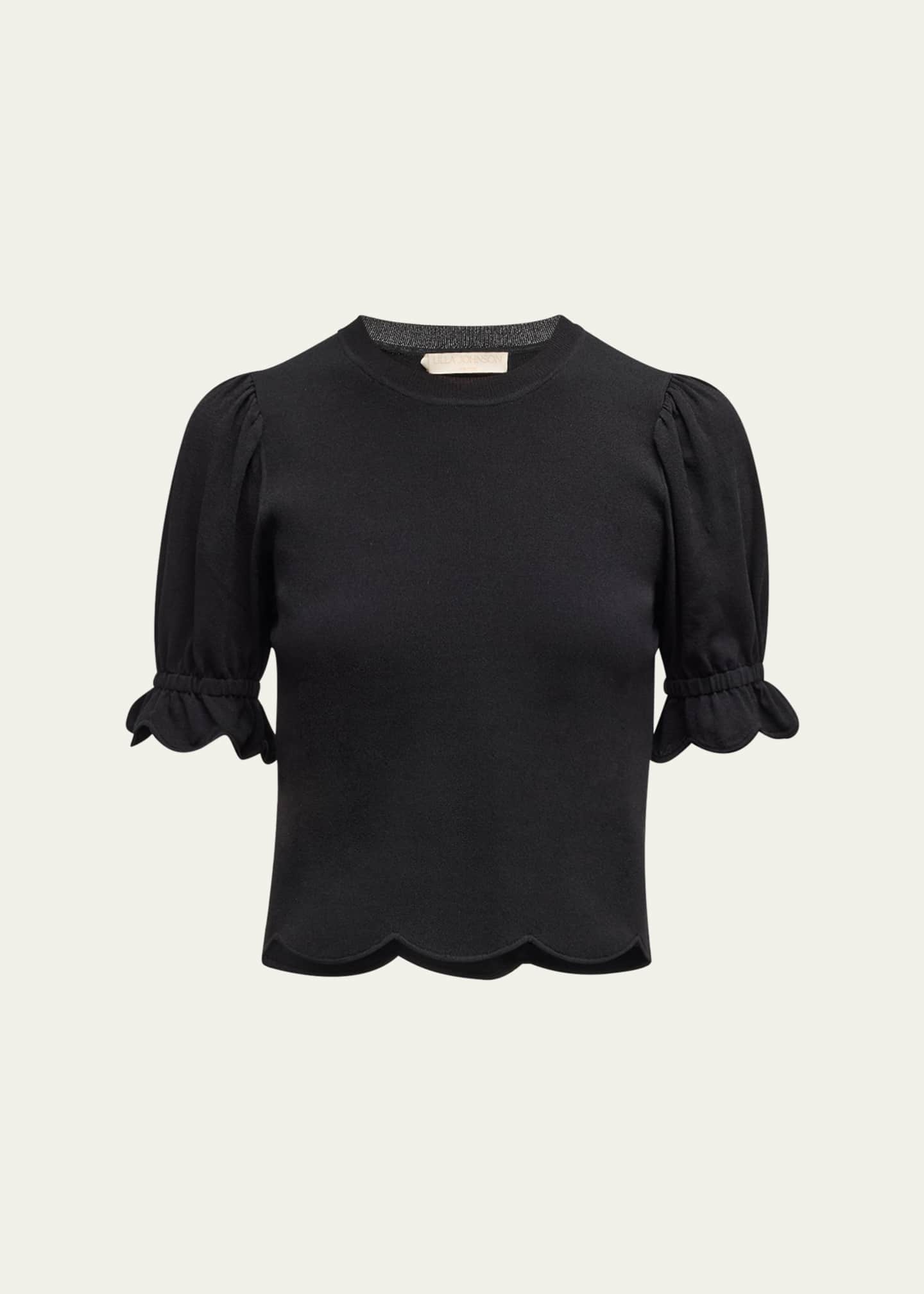 Ulla Johnson Noemi Puff-Sleeve Scalloped Top Image 1 of 5