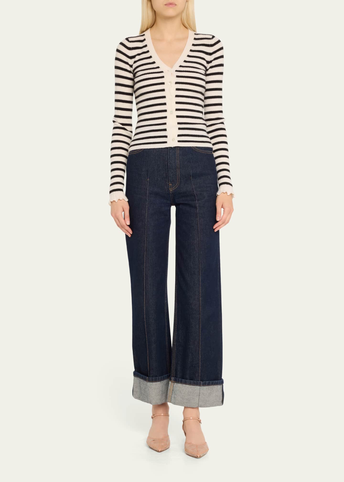Ulla Johnson Aeris Striped Cashmere Cardigan Image 2 of 5
