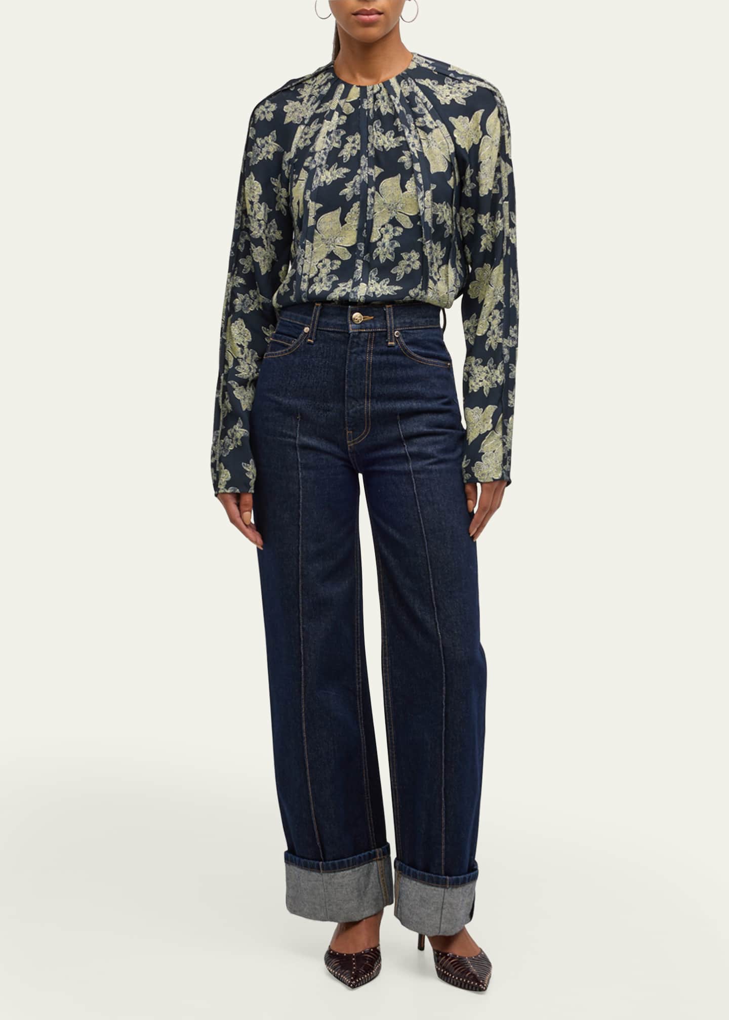 Ulla Johnson Kavi Floral Long-Sleeve Blouse Image 2 of 4