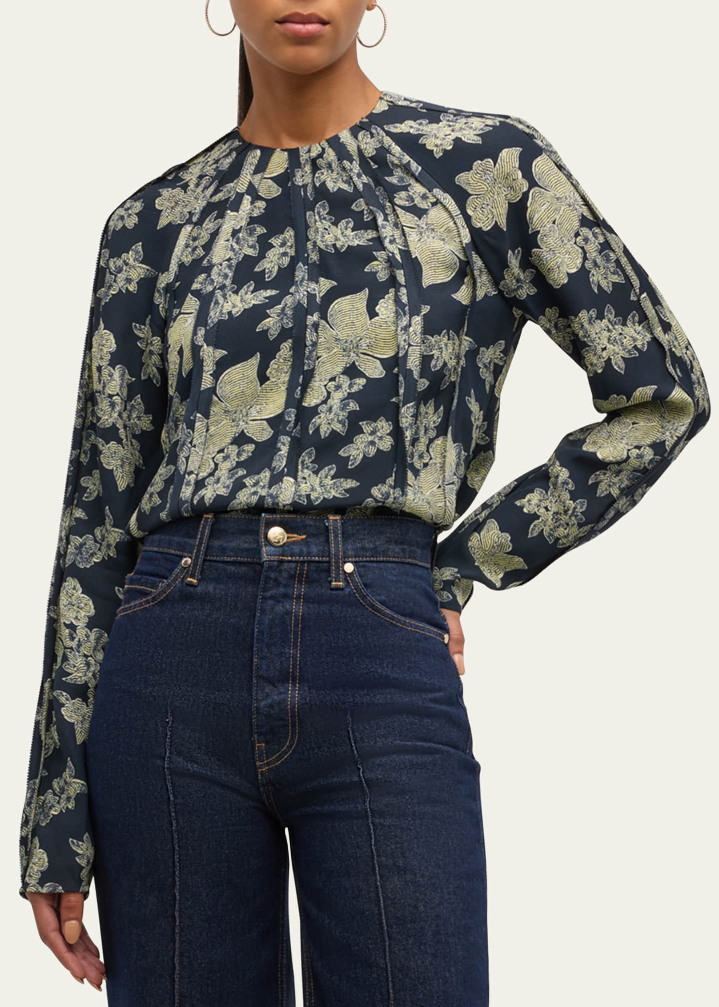 Ulla Johnson Kavi Floral Long-Sleeve Blouse Image 4 of 4