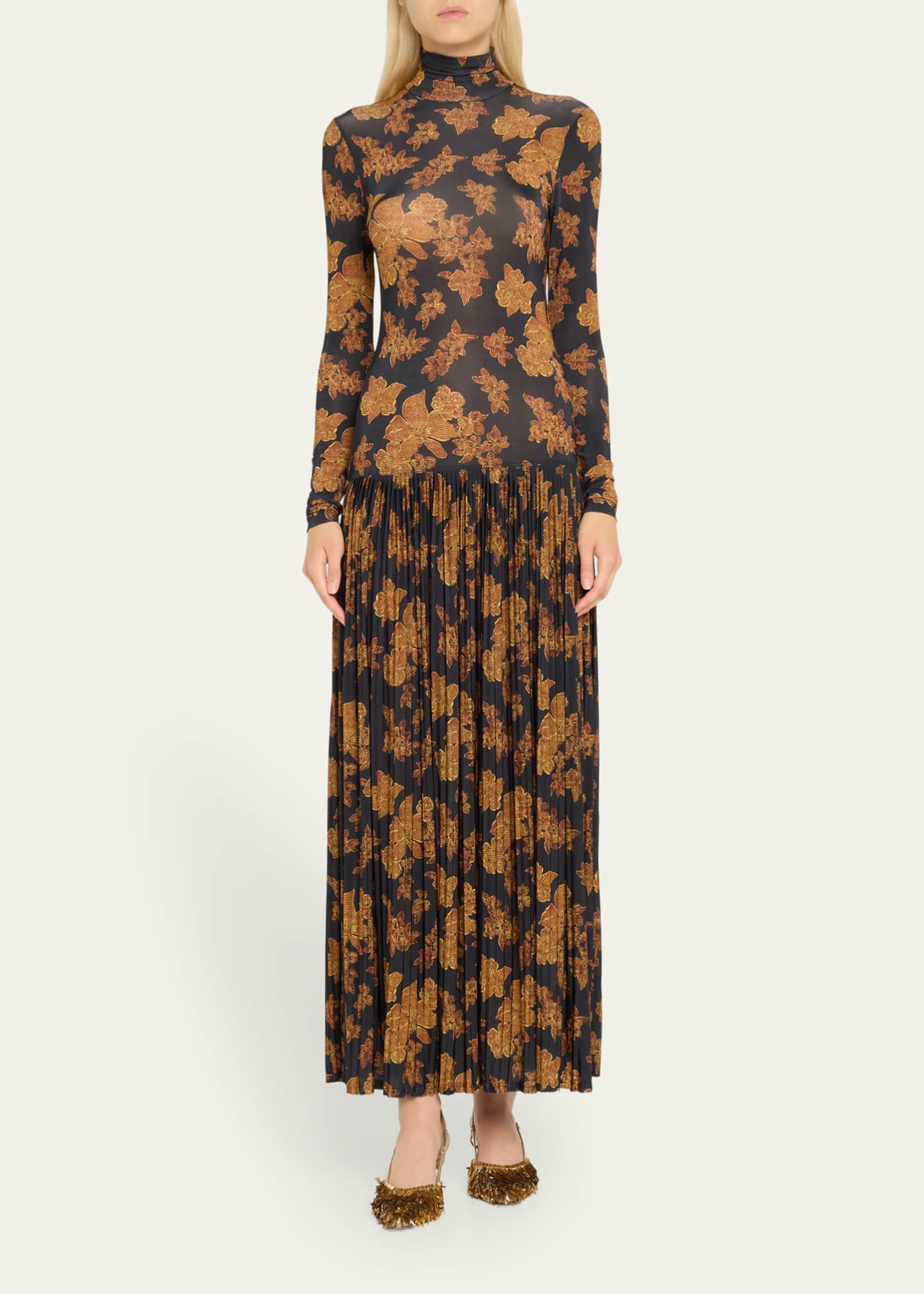 Ulla Johnson Amaya Pleated Floral-Print Maxi Dress Image 2 of 5