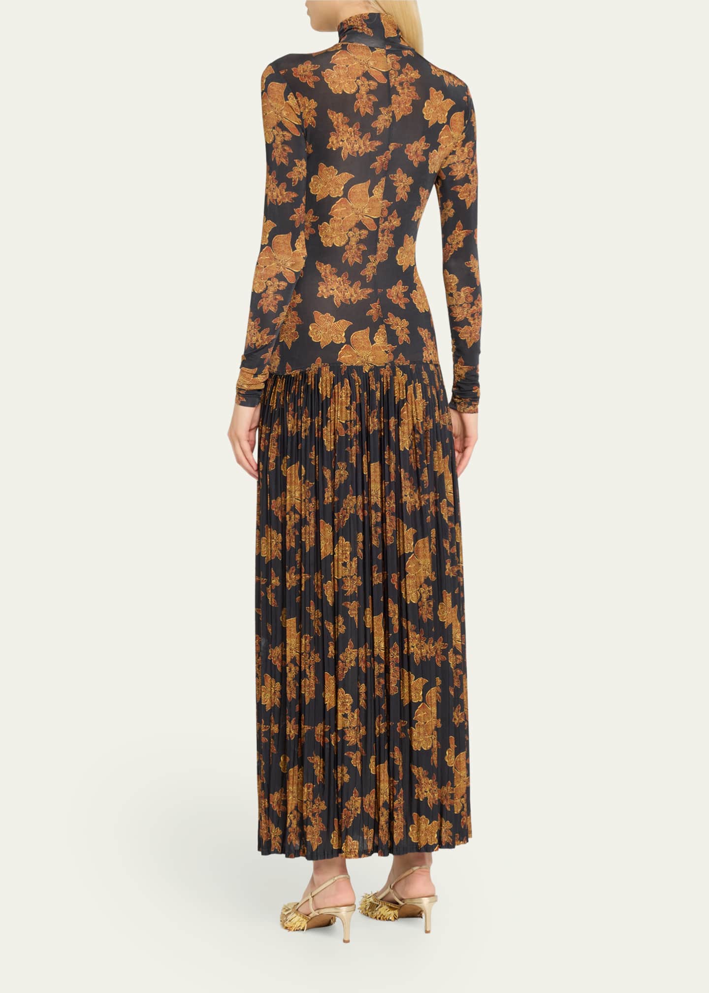 Ulla Johnson Amaya Pleated Floral-Print Maxi Dress Image 3 of 5