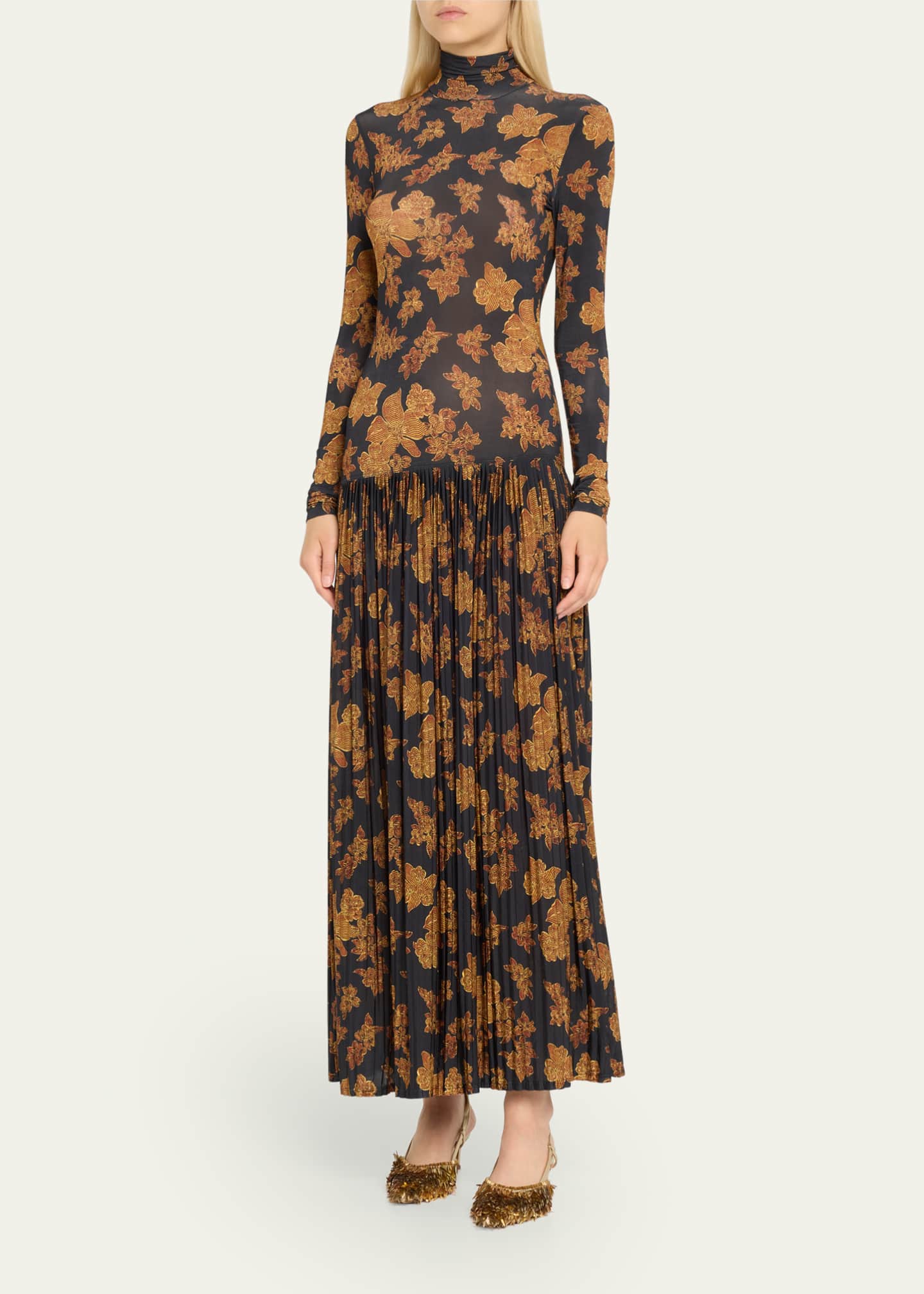 Ulla Johnson Amaya Pleated Floral-Print Maxi Dress Image 4 of 5