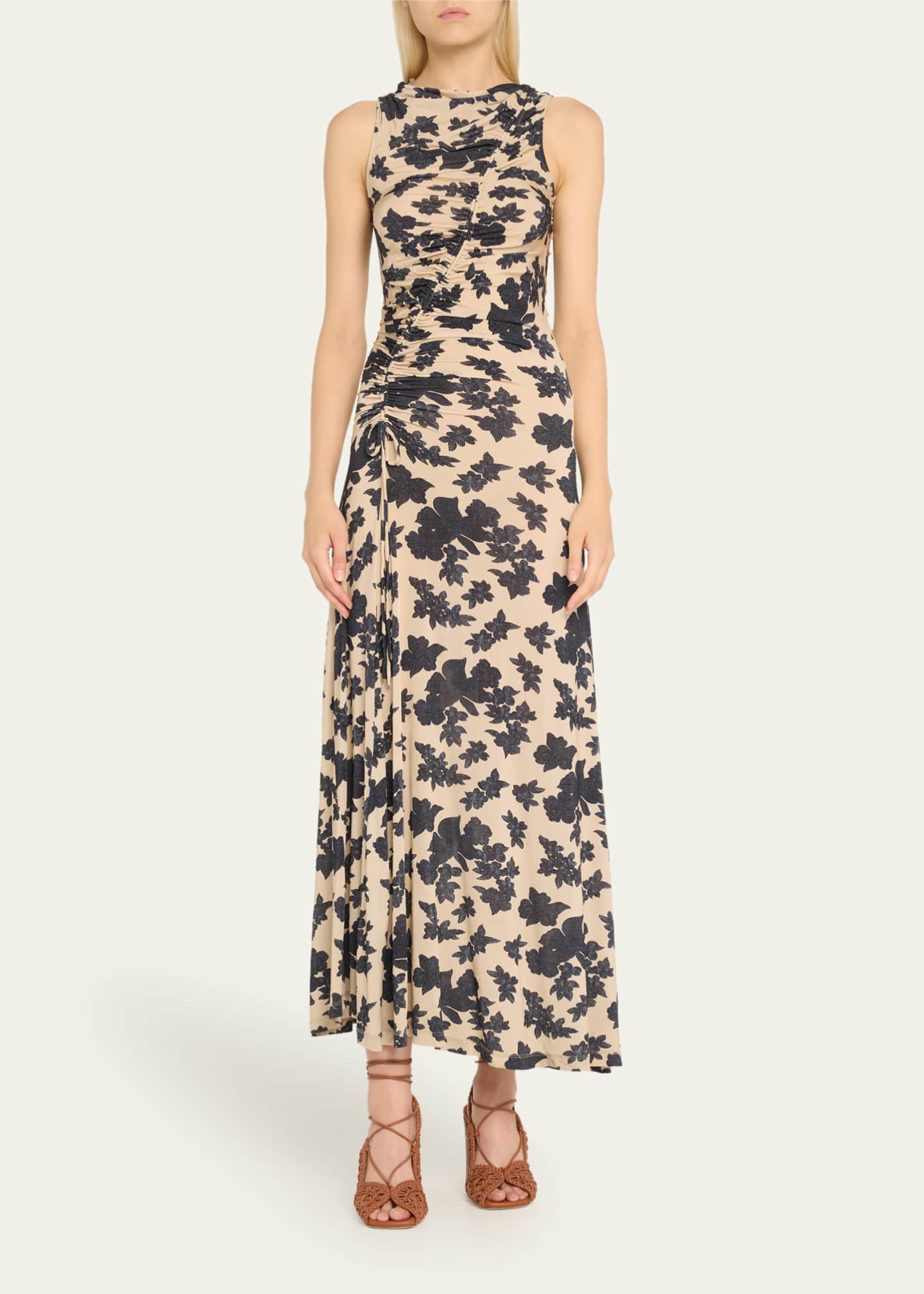 Ulla Johnson Natalia Ruched Floral-Print Maxi Dress Image 2 of 5