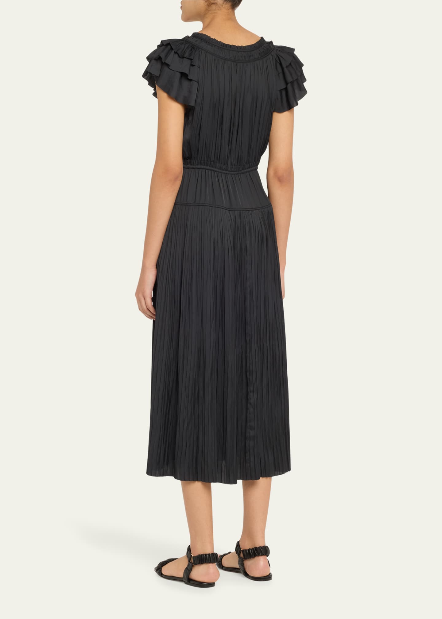 Ulla Johnson Kalesta Pleated Ruffle Mini Dress Image 3 of 5
