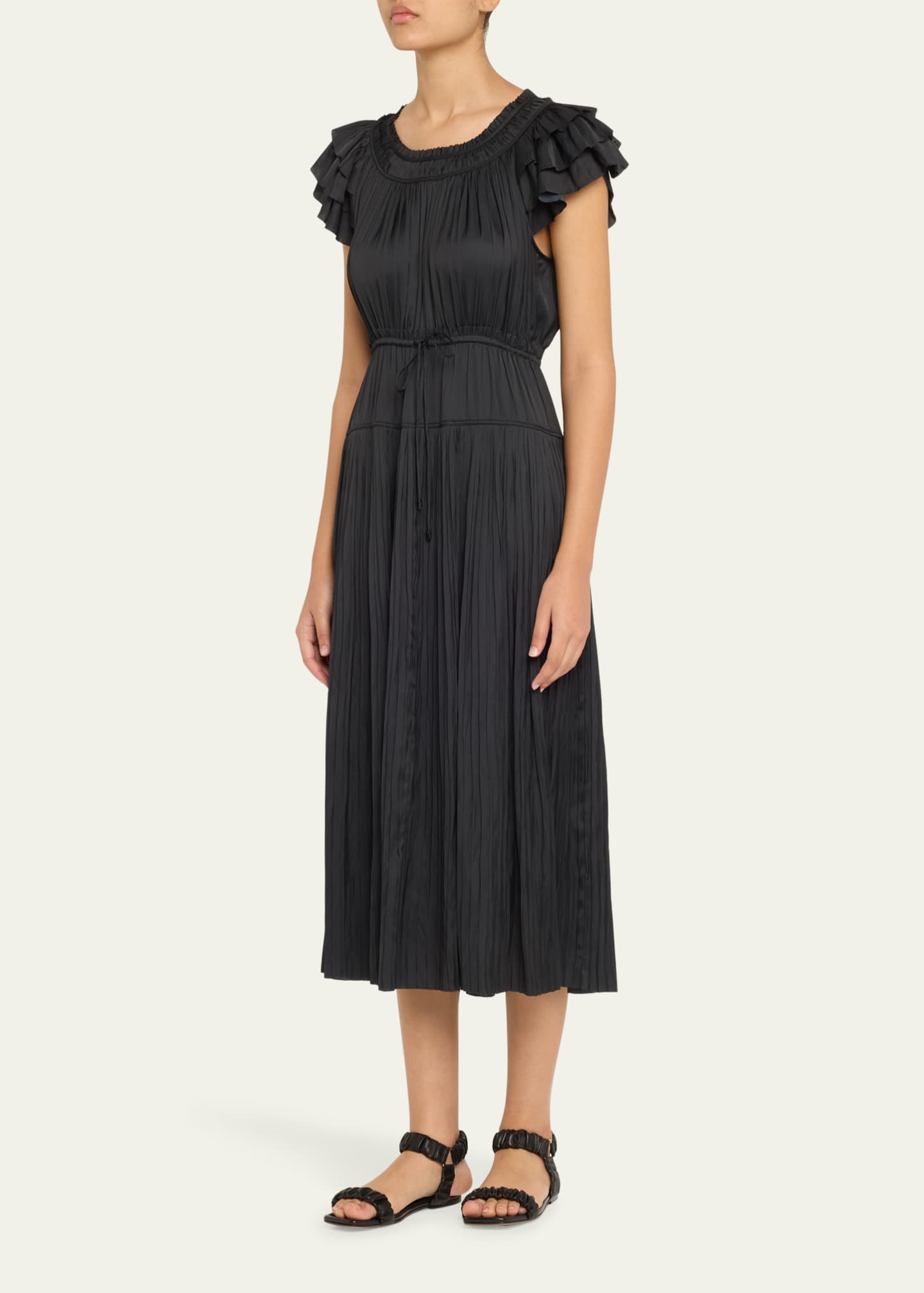 Ulla Johnson Kalesta Pleated Ruffle Mini Dress Image 4 of 5