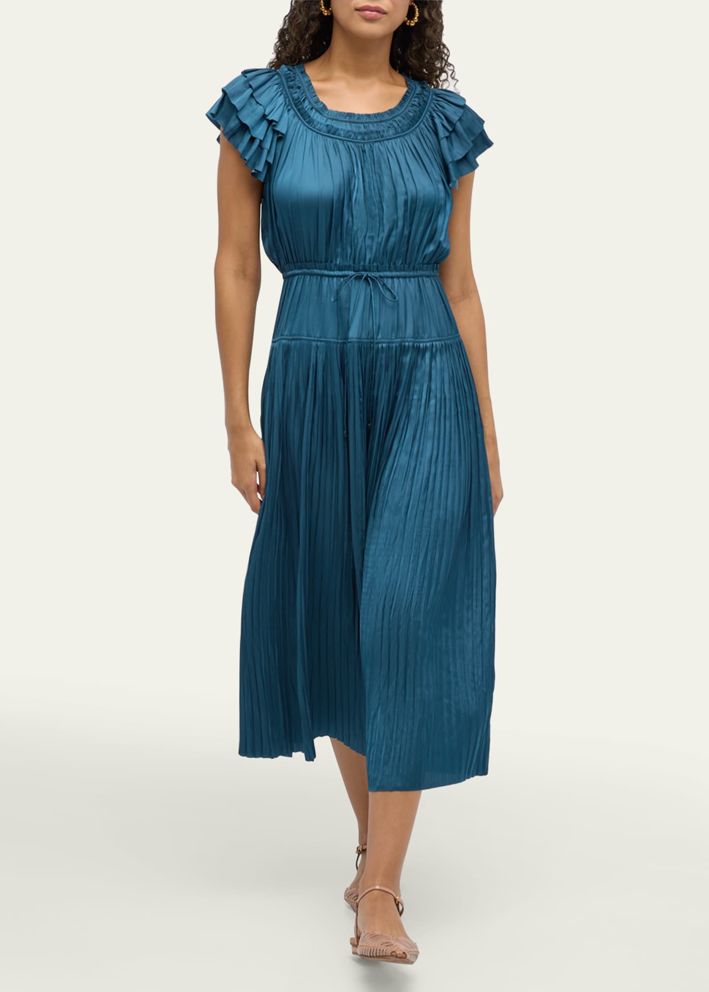 Ulla Johnson Kalesta Pleated Ruffle Mini Dress Image 3 of 5