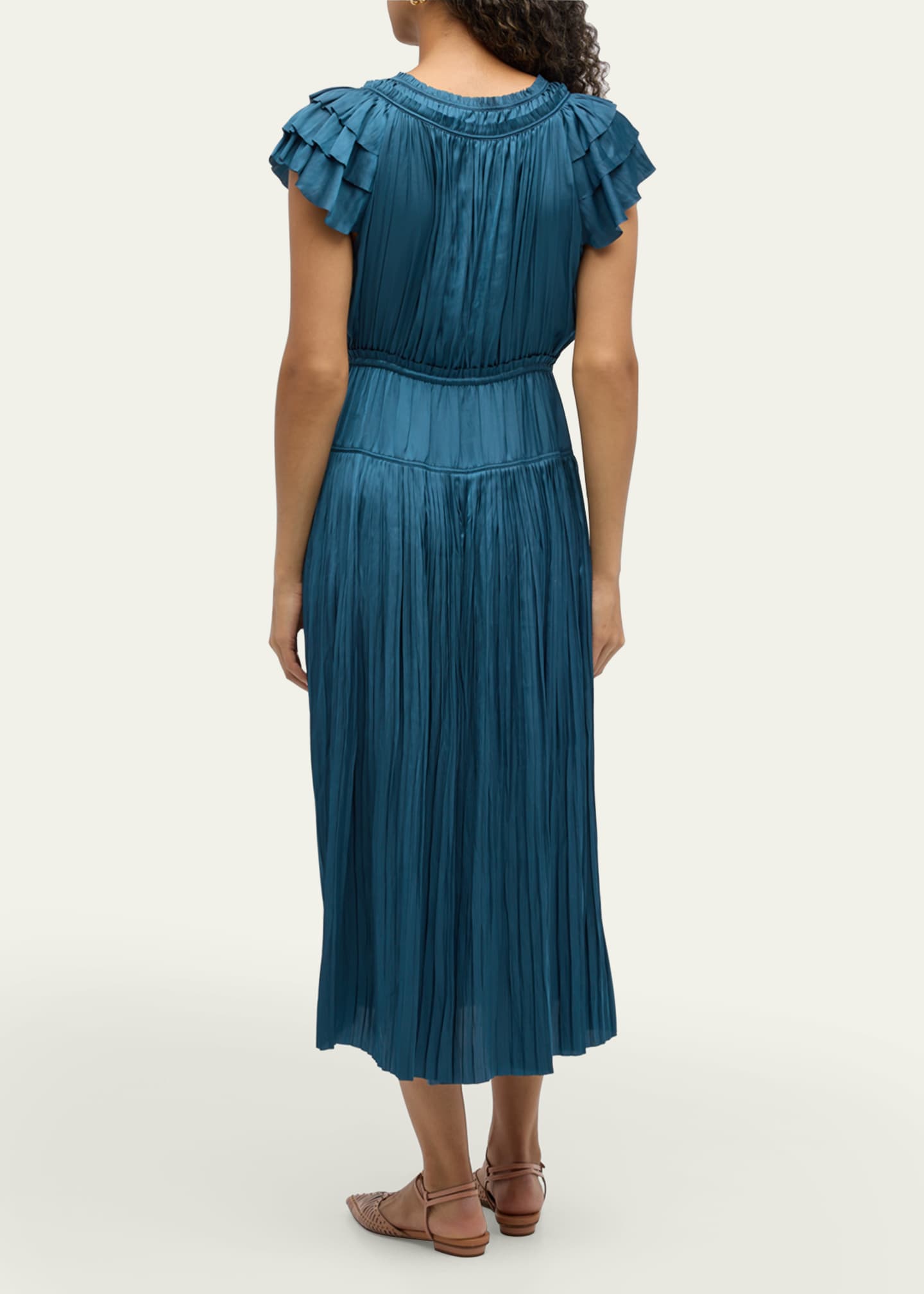 Ulla Johnson Kalesta Pleated Ruffle Mini Dress Image 4 of 5