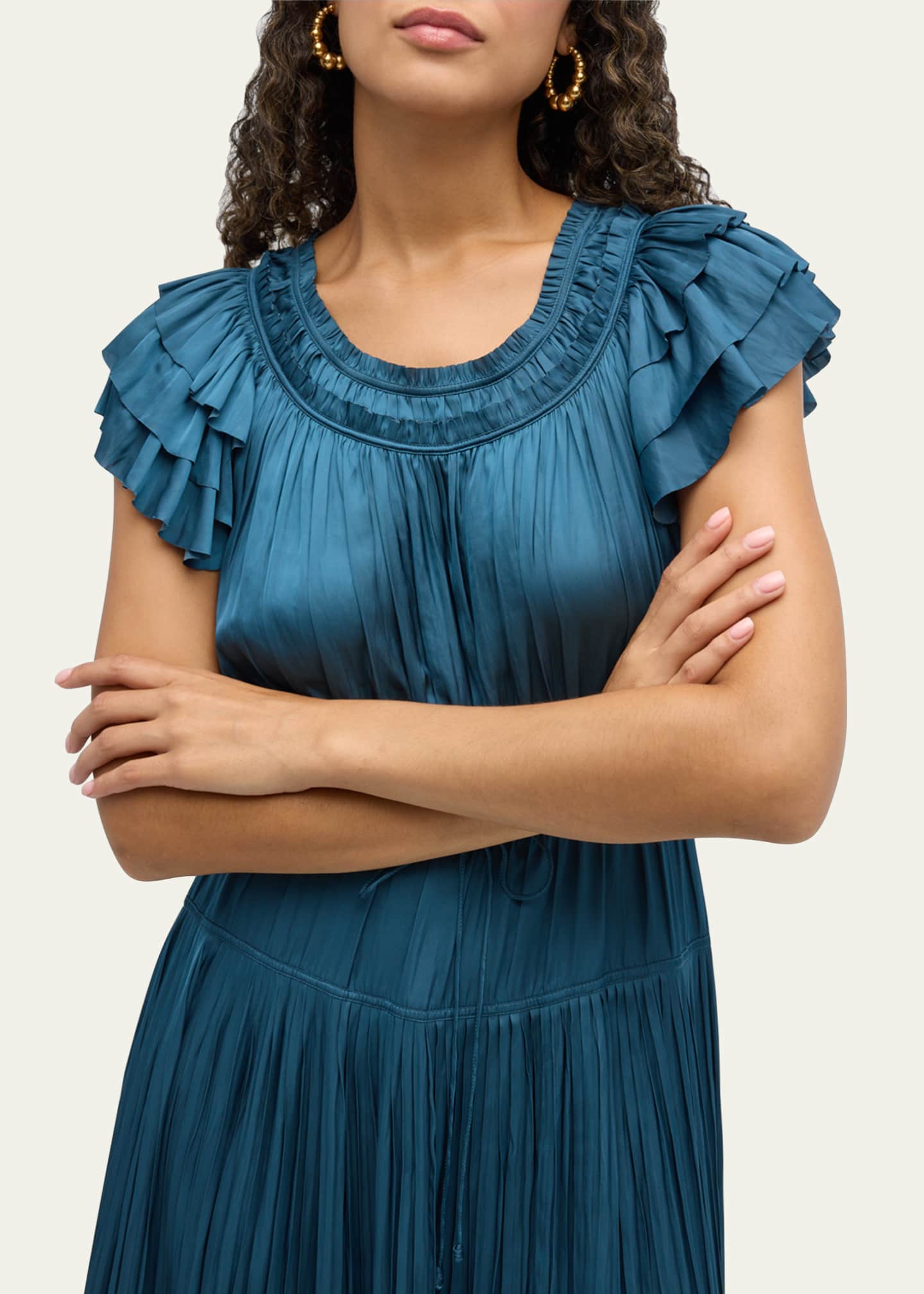 Ulla Johnson Kalesta Pleated Ruffle Mini Dress Image 5 of 5