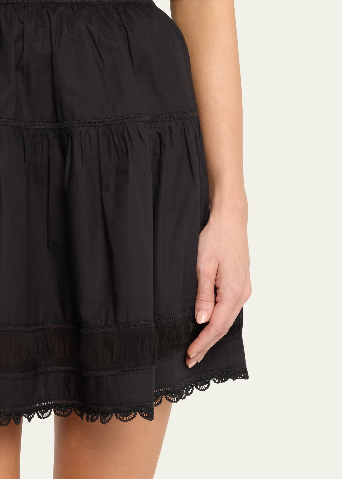 Ulla Johnson Ayla Scalloped Lace-Inset Cotton Mini Skirt Image 5 of 5