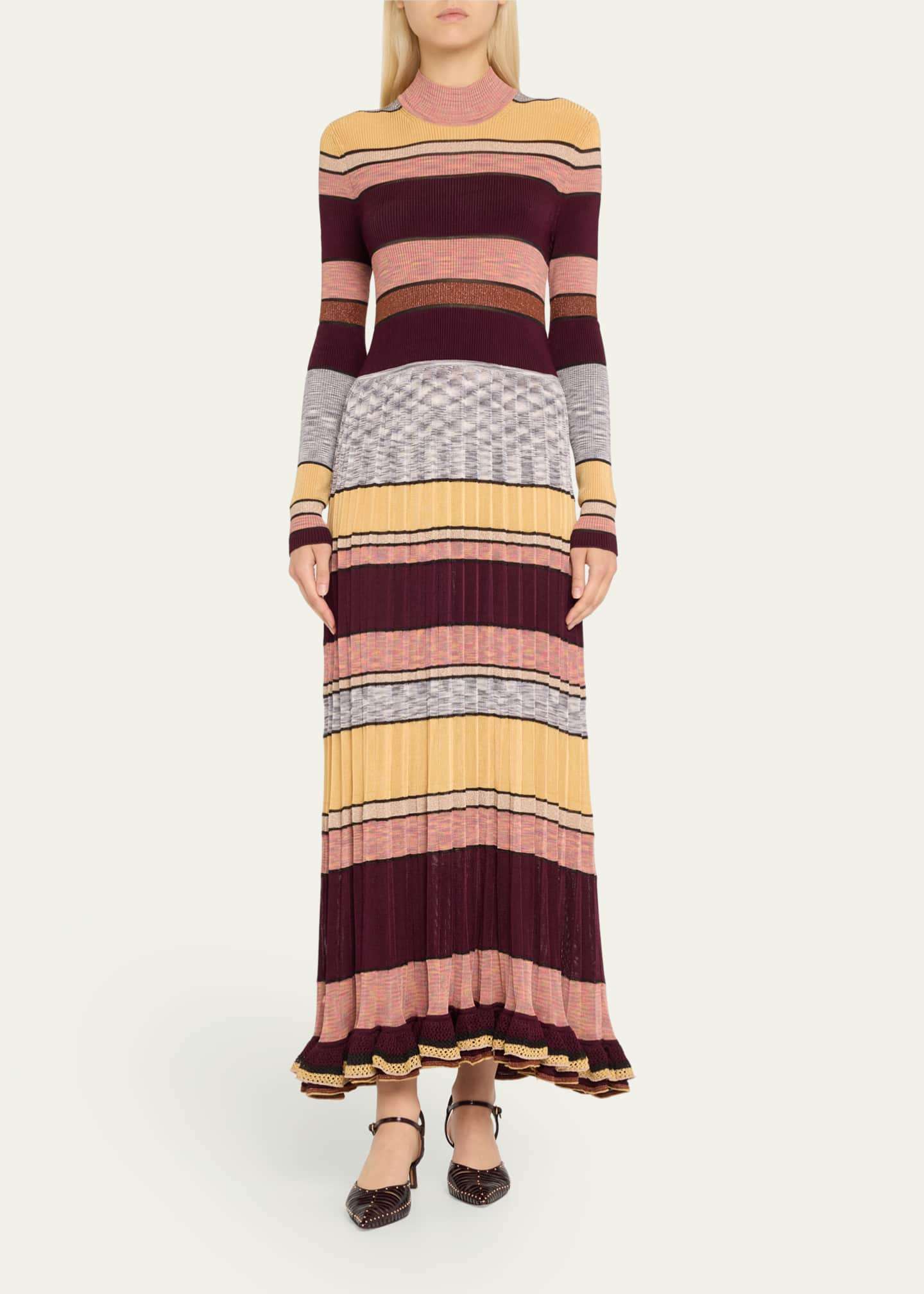 Ulla Johnson Evangeline Striped Mock-Neck Knit Maxi Dress Image 2 of 5