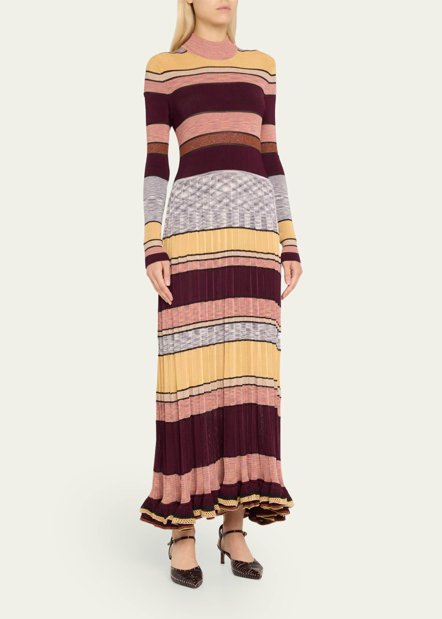 Ulla Johnson Evangeline Striped Mock-Neck Knit Maxi Dress Image 4 of 5