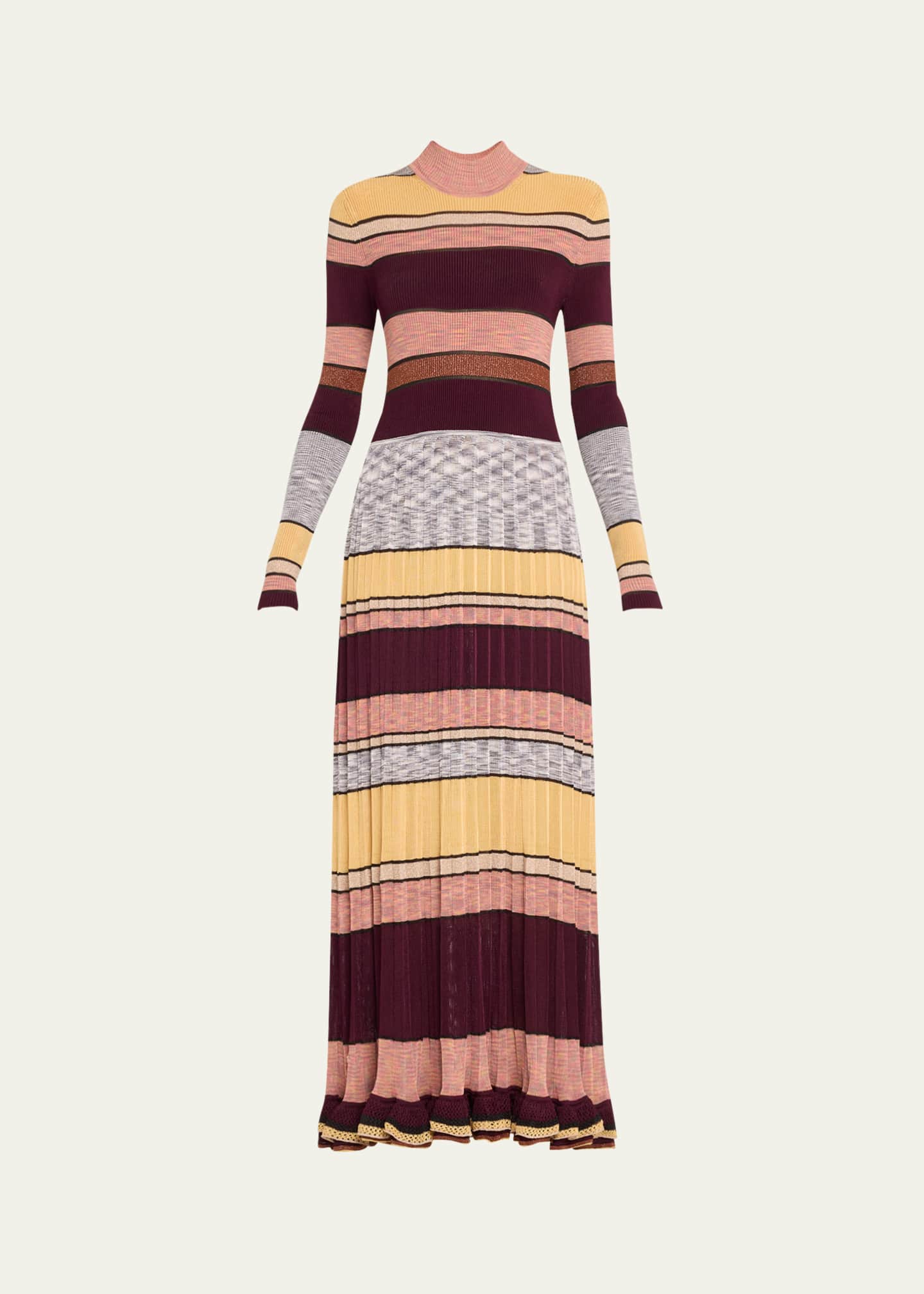 Ulla Johnson Evangeline Striped Mock-Neck Knit Maxi Dress Image 1 of 5