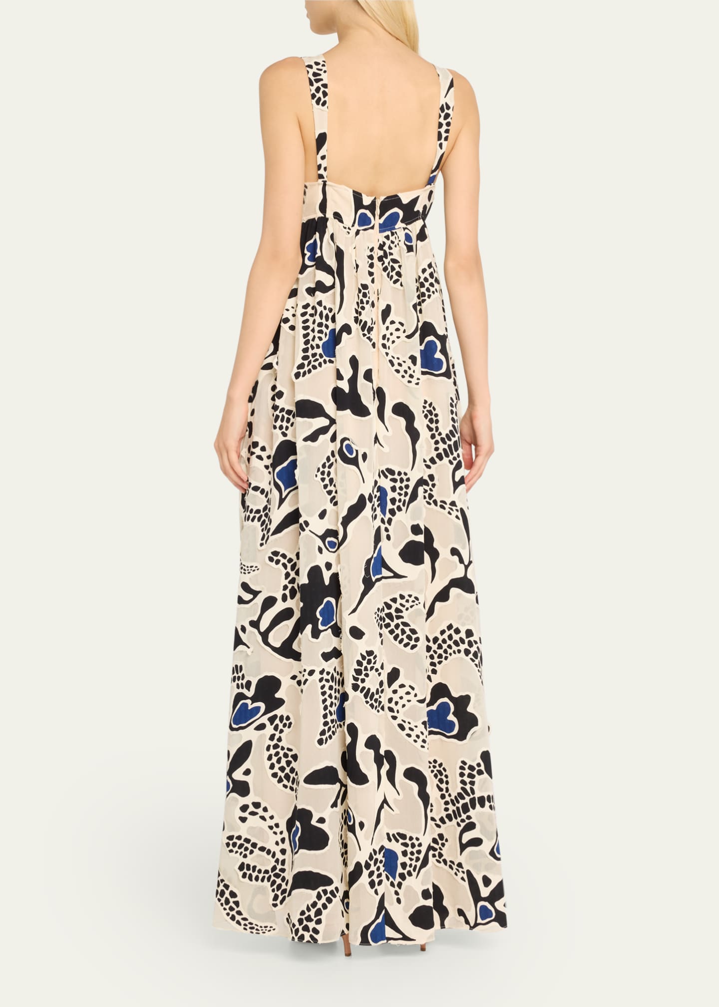 Ulla Johnson Leilani Abstract-Print Applique Sweetheart Gown Image 3 of 5