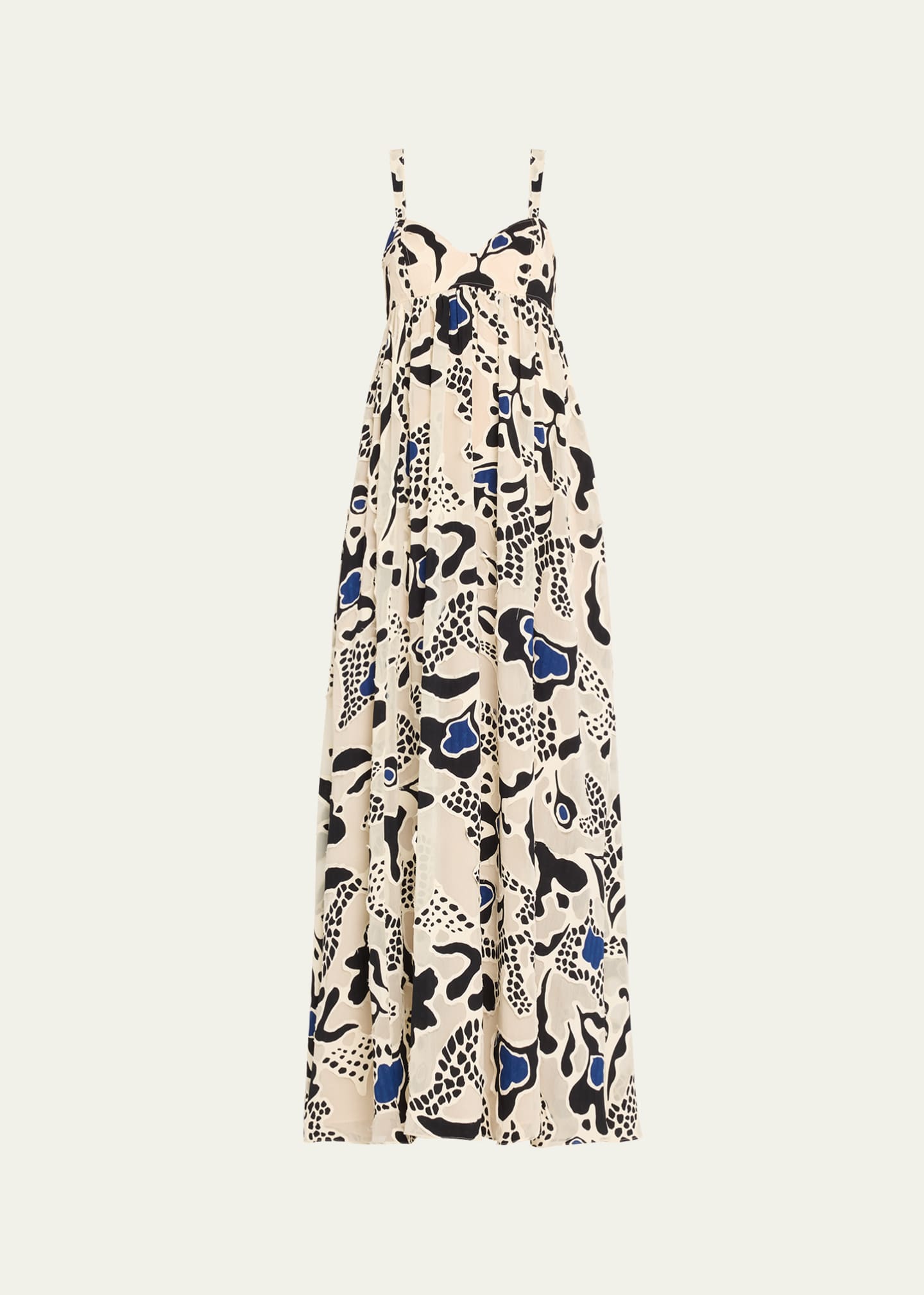 Ulla Johnson Leilani Abstract-Print Applique Sweetheart Gown Image 1 of 5